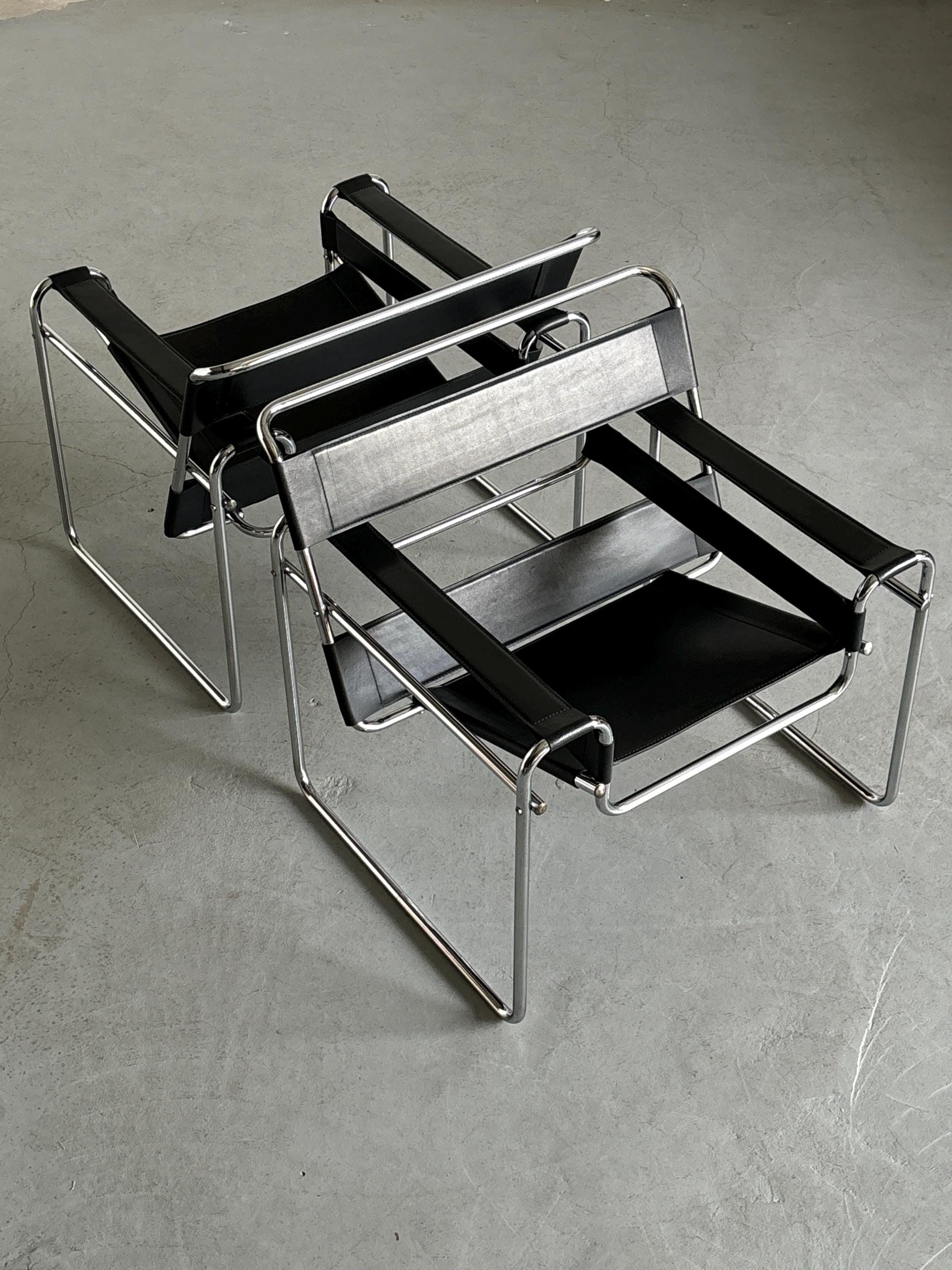 'Wassily' Armchairs by Marcel Breuer, 1970s Vintage Replica