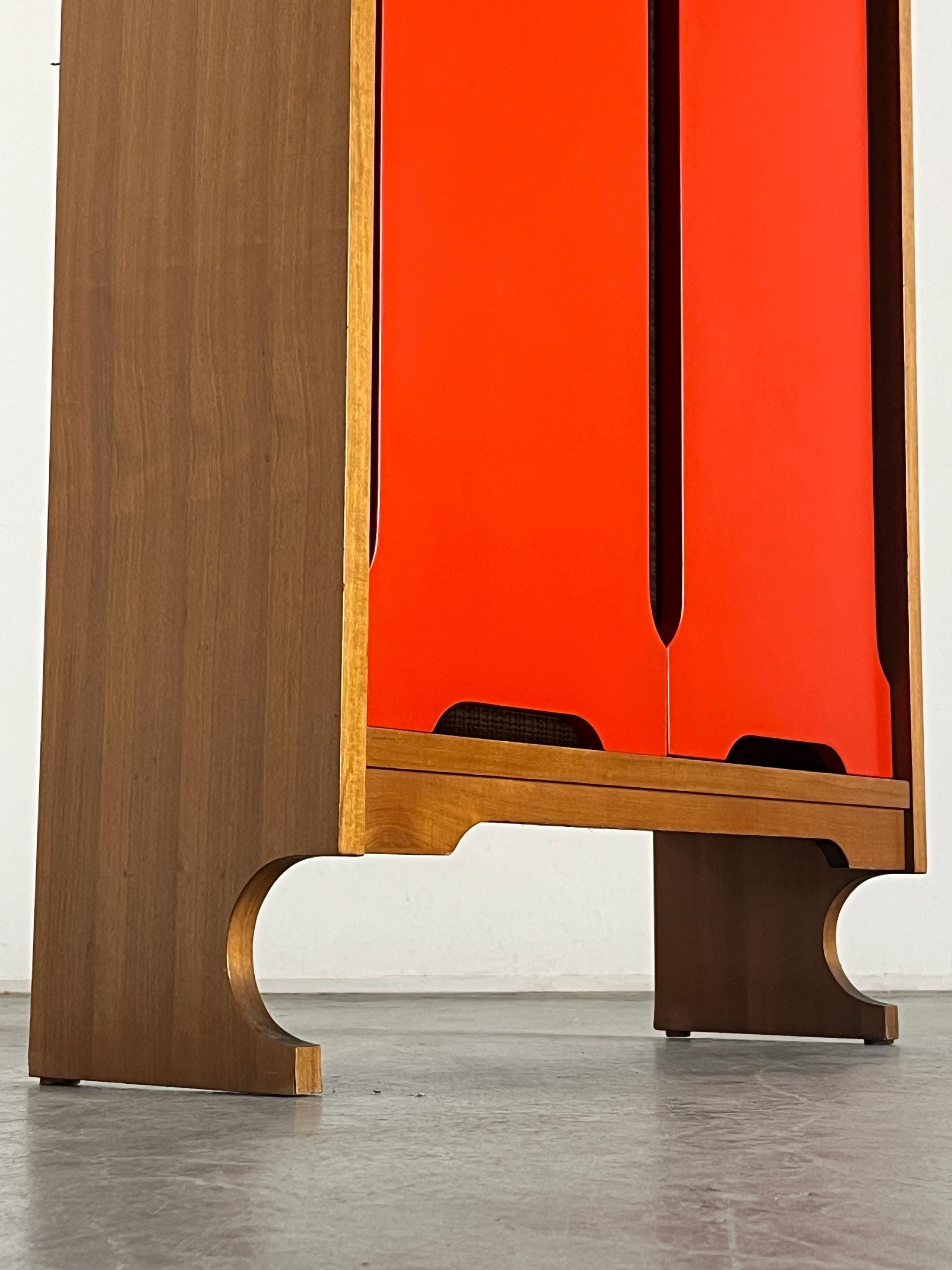 Italian Constructivist Wooden Cabinet, 1960s