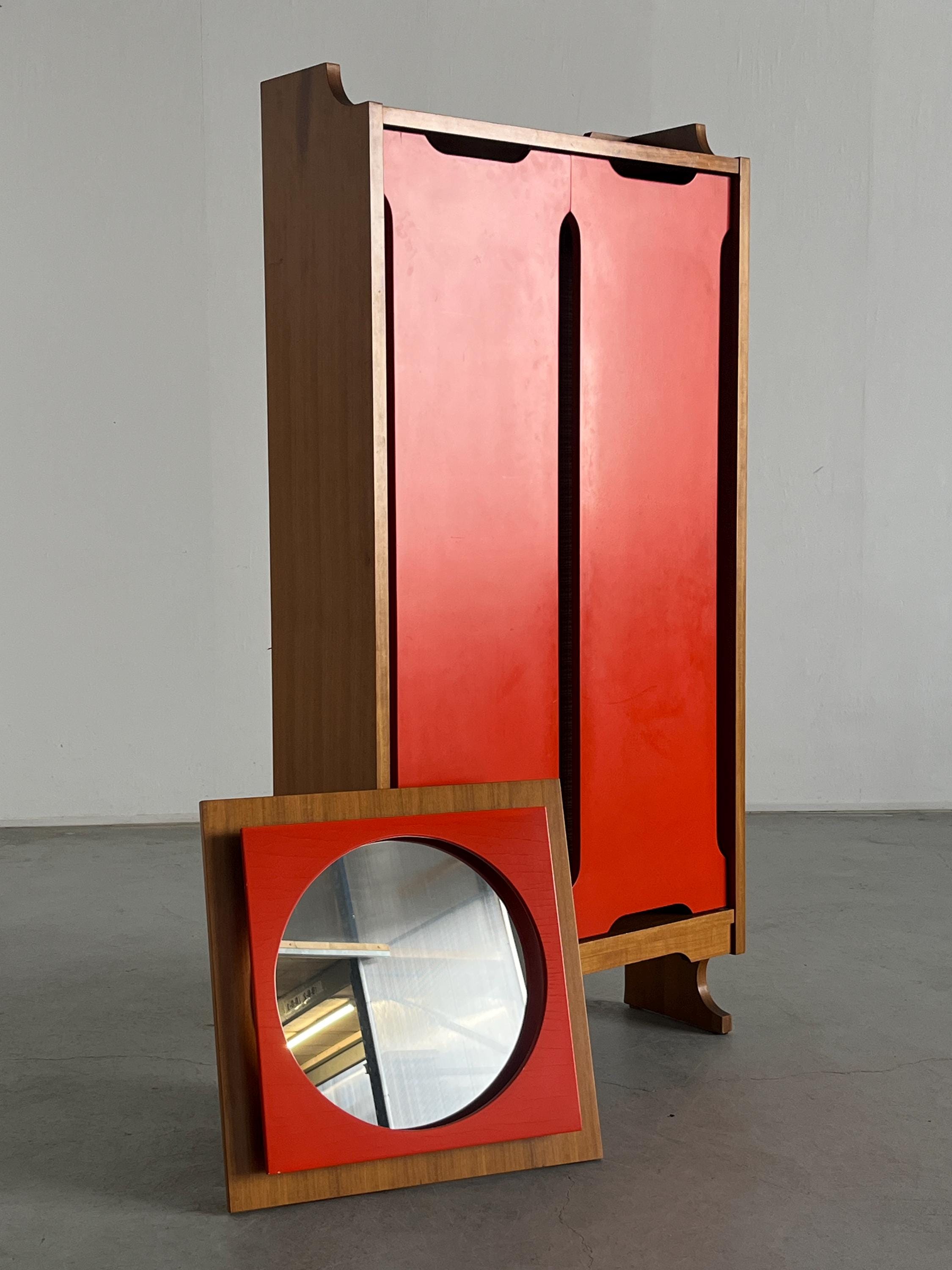 Italian Constructivist Wooden Cabinet, 1960s