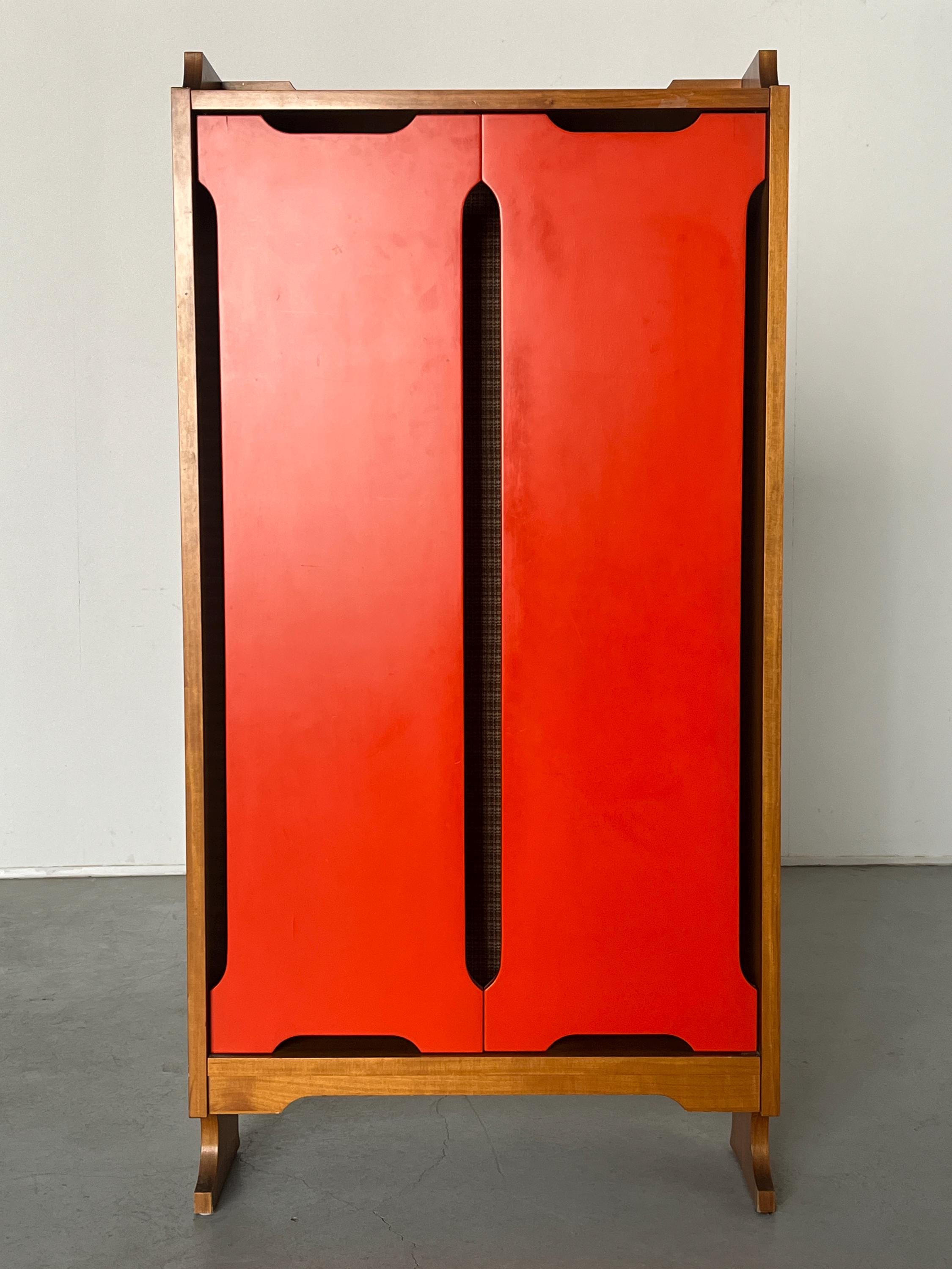 Italian Constructivist Wooden Cabinet, 1960s