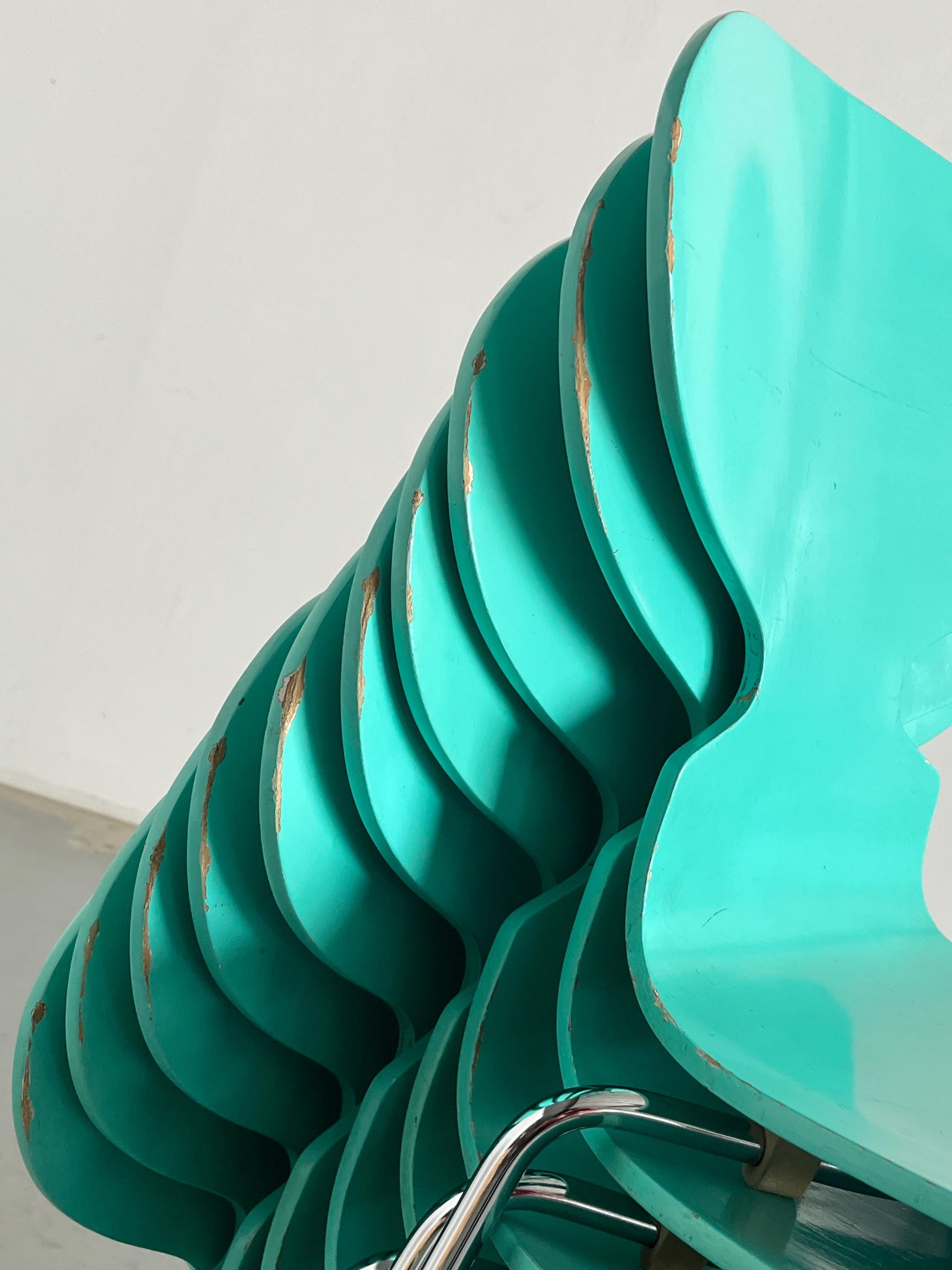 ‘Ant’ Chairs in Rare Turquoise Colourway by Arne Jacobsen for Fritz Hansen
