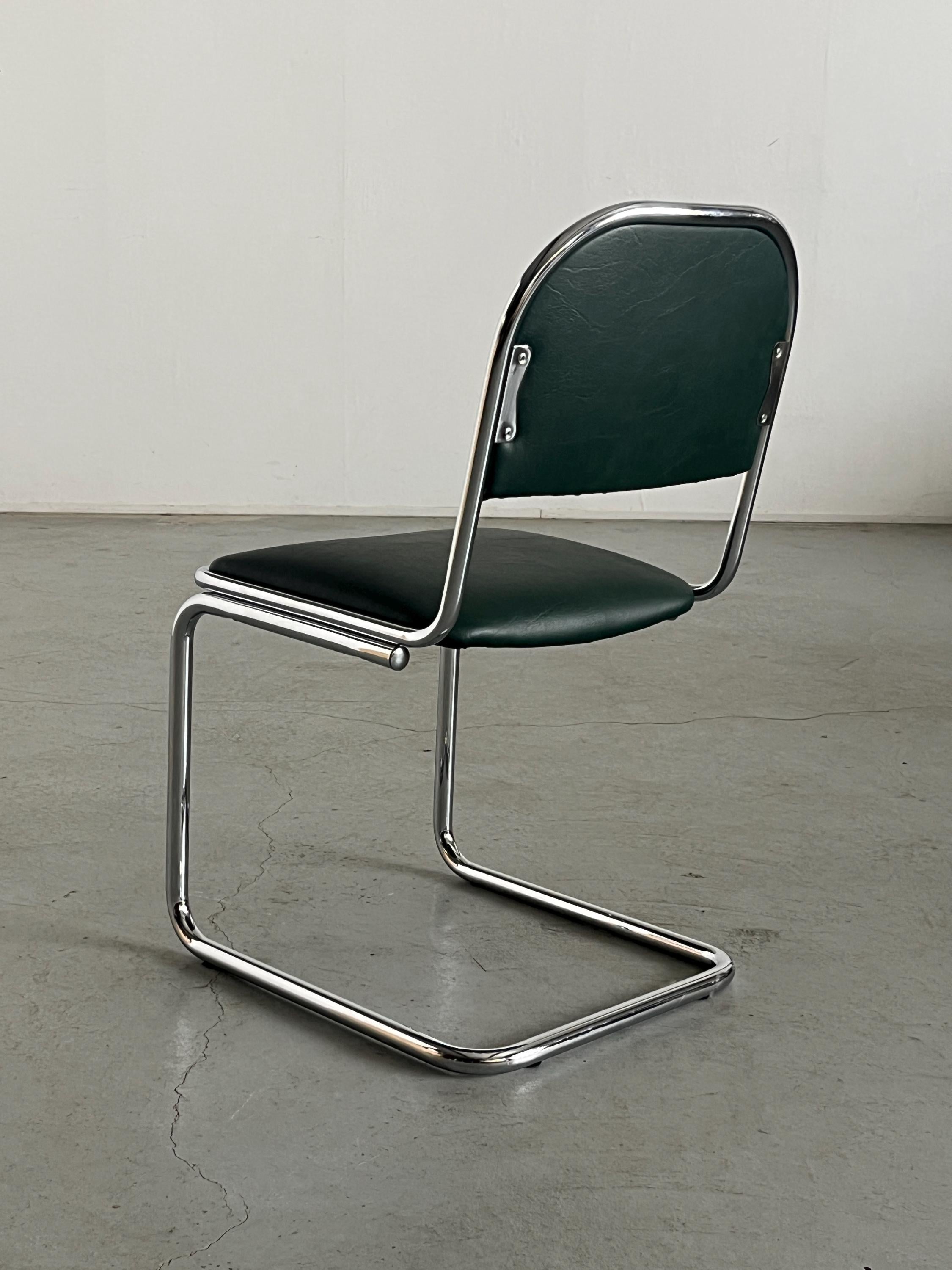 Bauhaus Design and Green Faux Leather Cantilever Chair