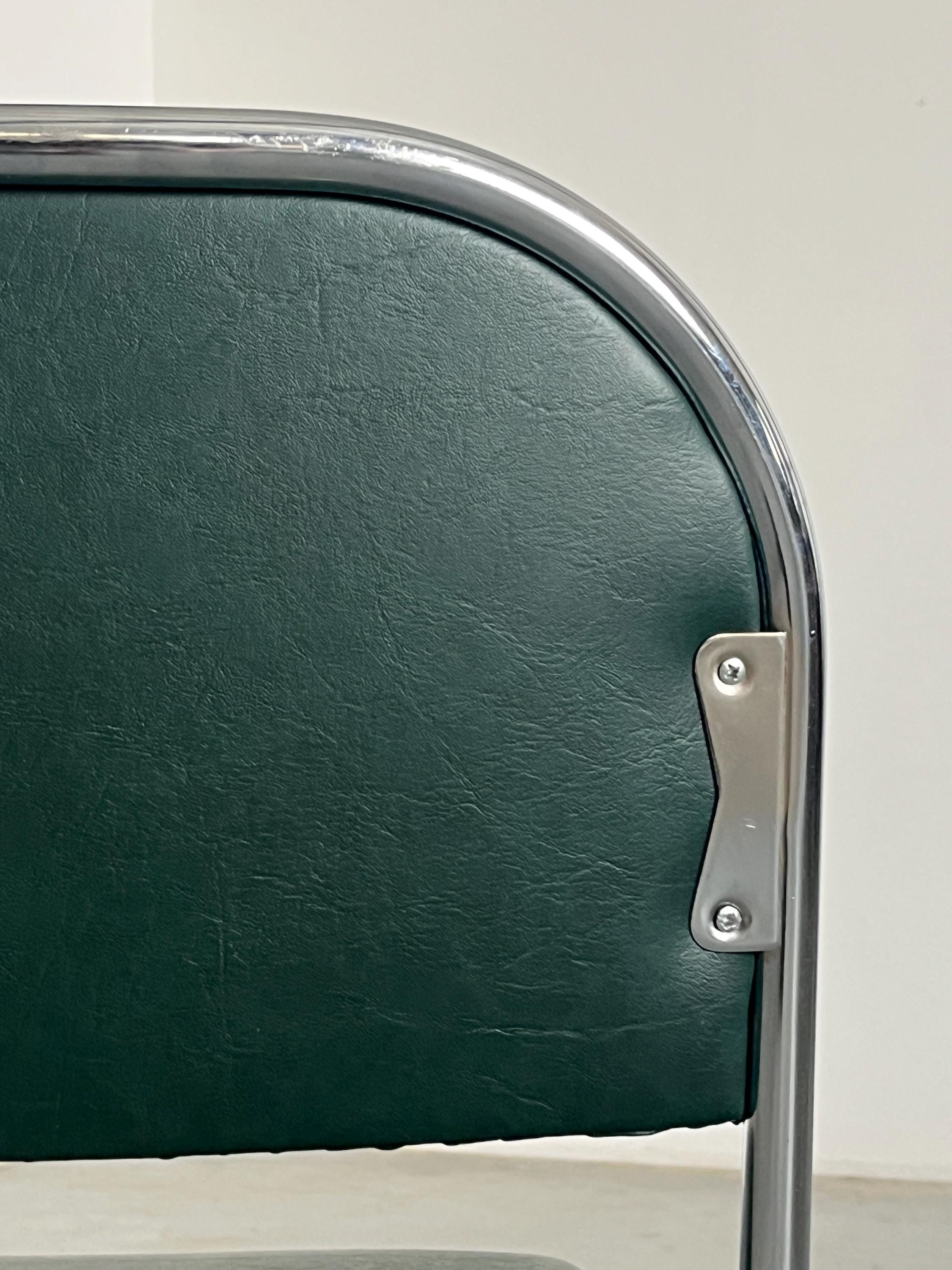 Bauhaus Design and Green Faux Leather Cantilever Chair