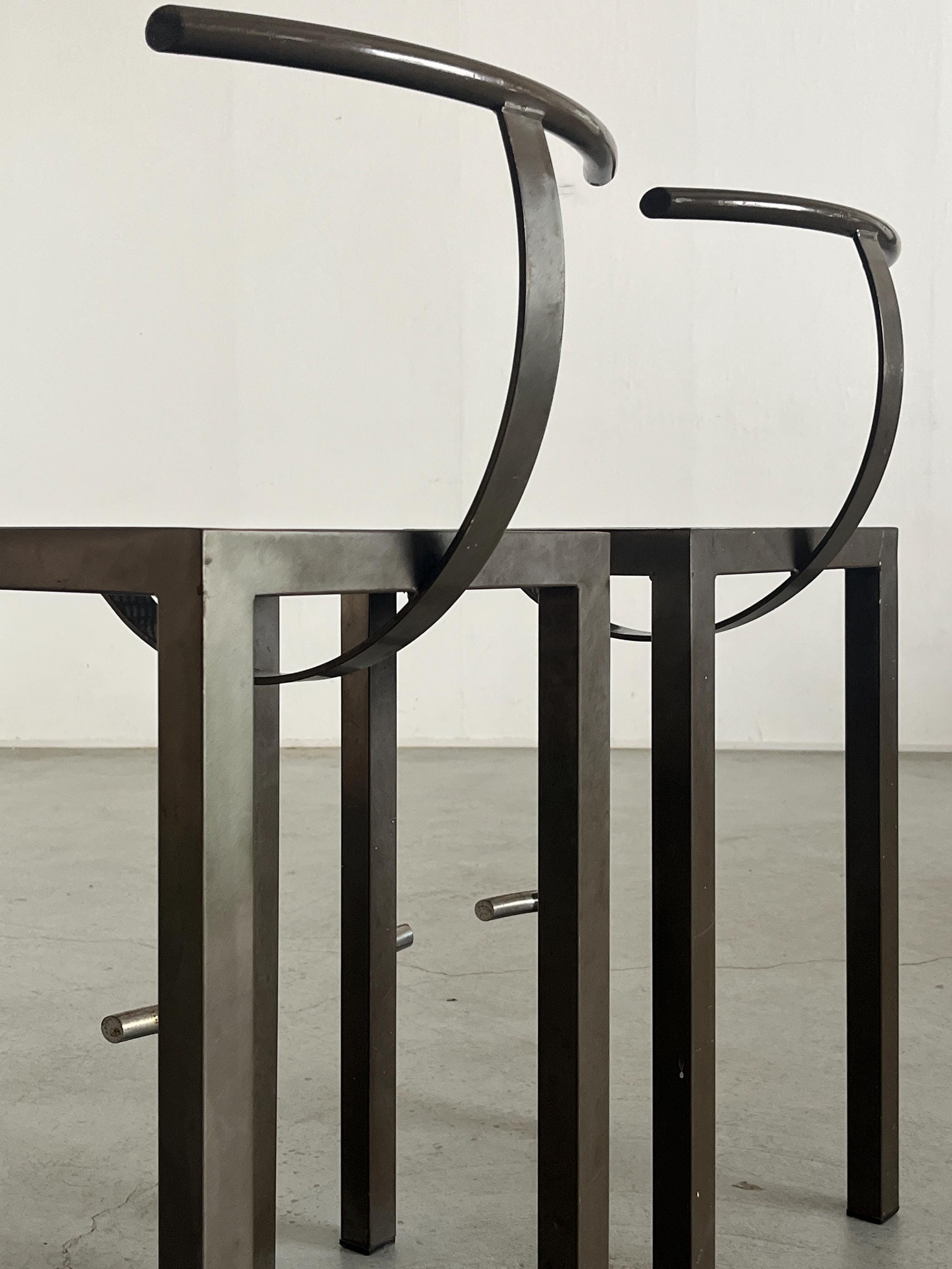 Industrial ‘Sarapis’ Metal Bar Stools by Philippe Starck for Driade, 1986