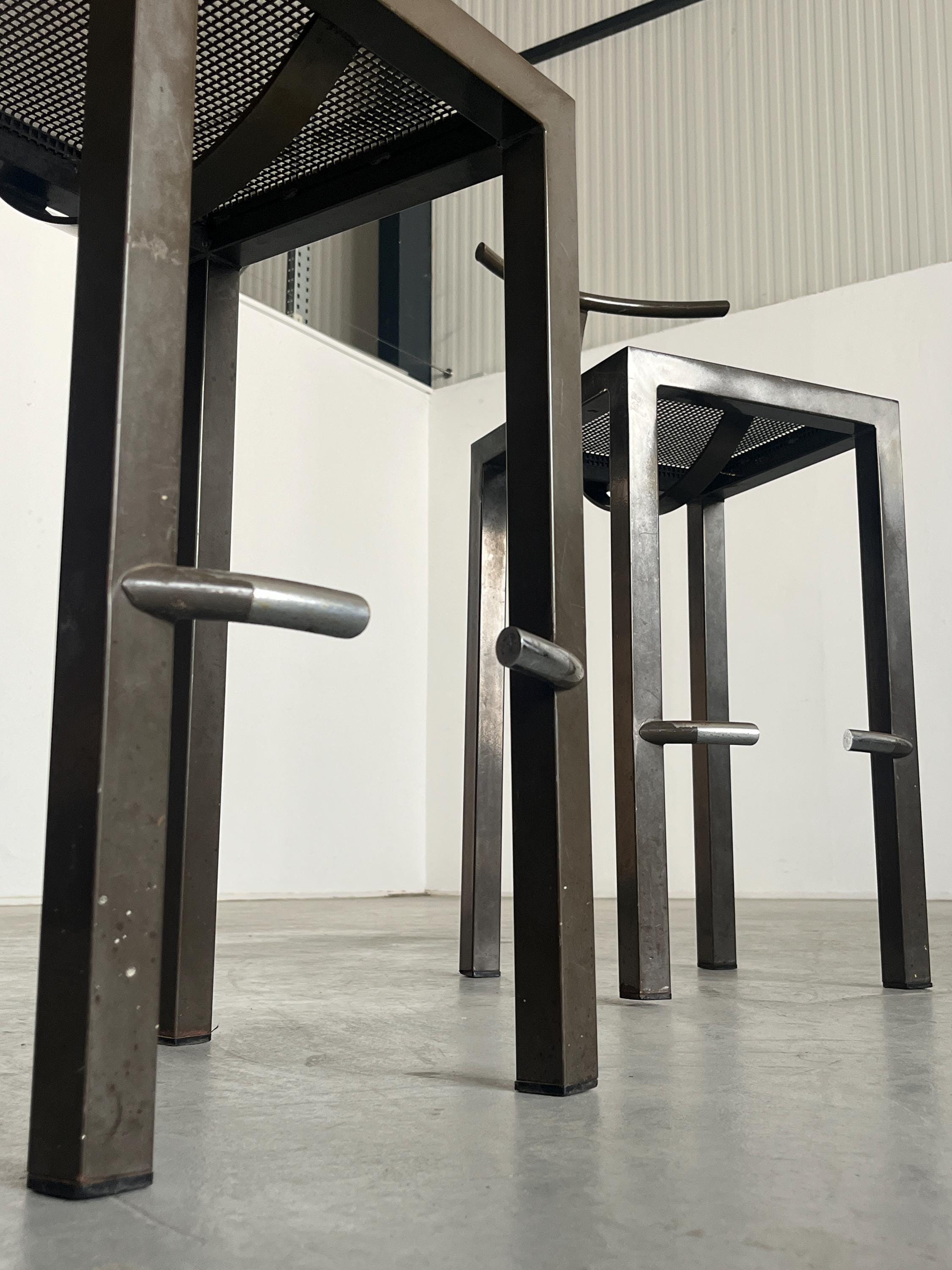 Industrial ‘Sarapis’ Metal Bar Stools by Philippe Starck for Driade, 1986
