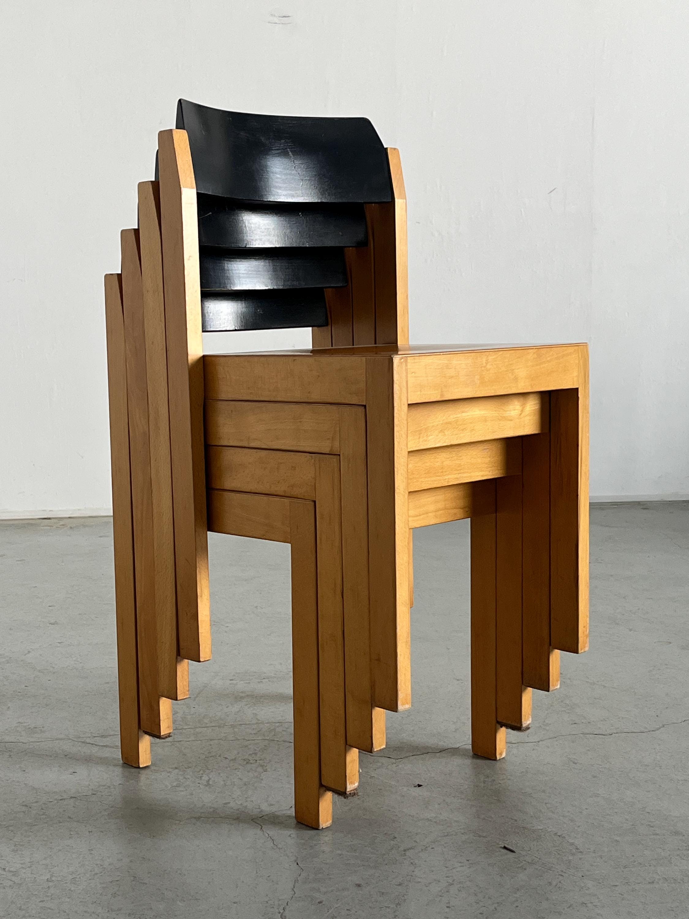Stackable Constructivist Mid-Century Dining Chairs