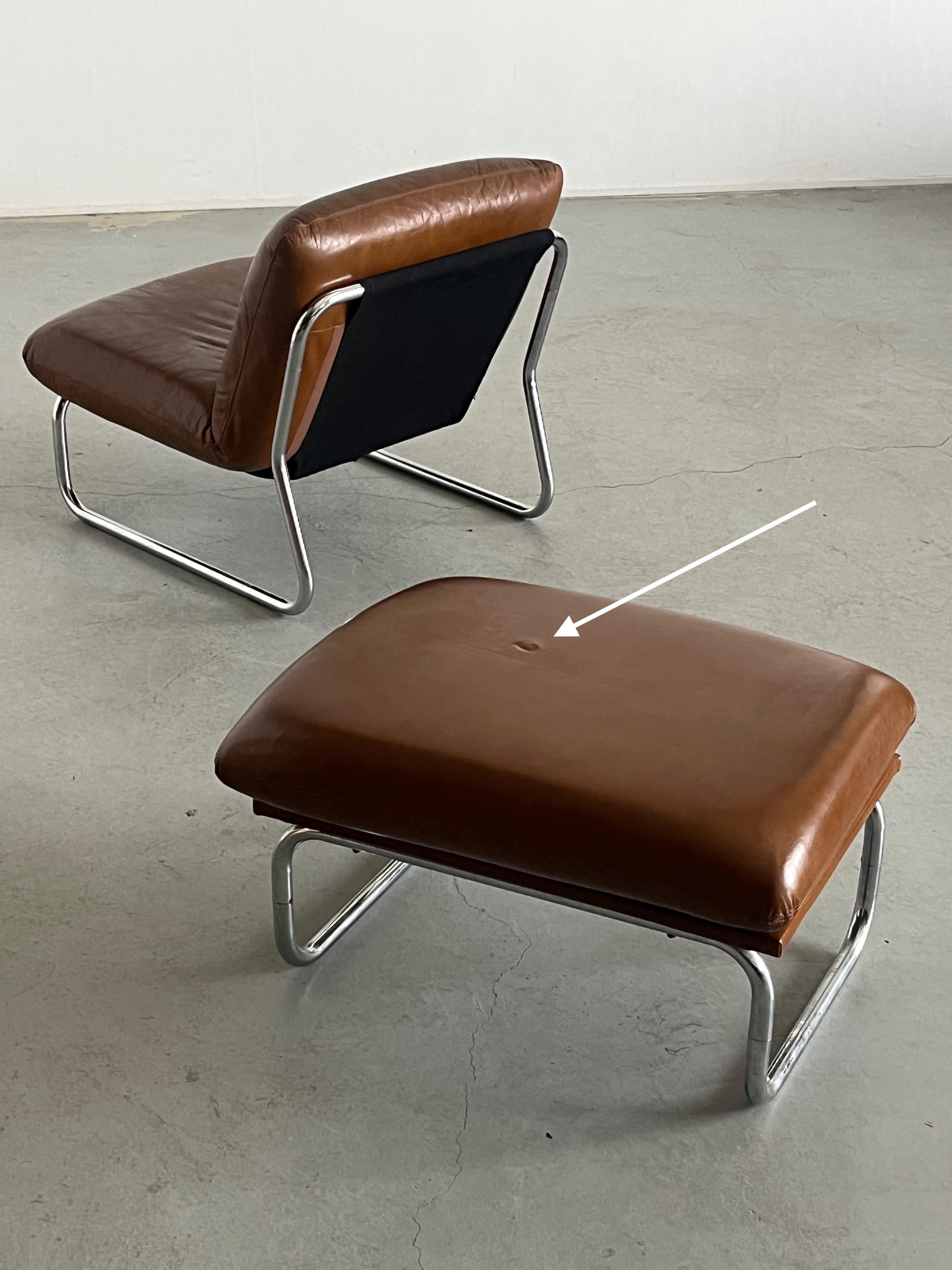 Elegant Mid-Century Modern Lounge Chair with Pouf