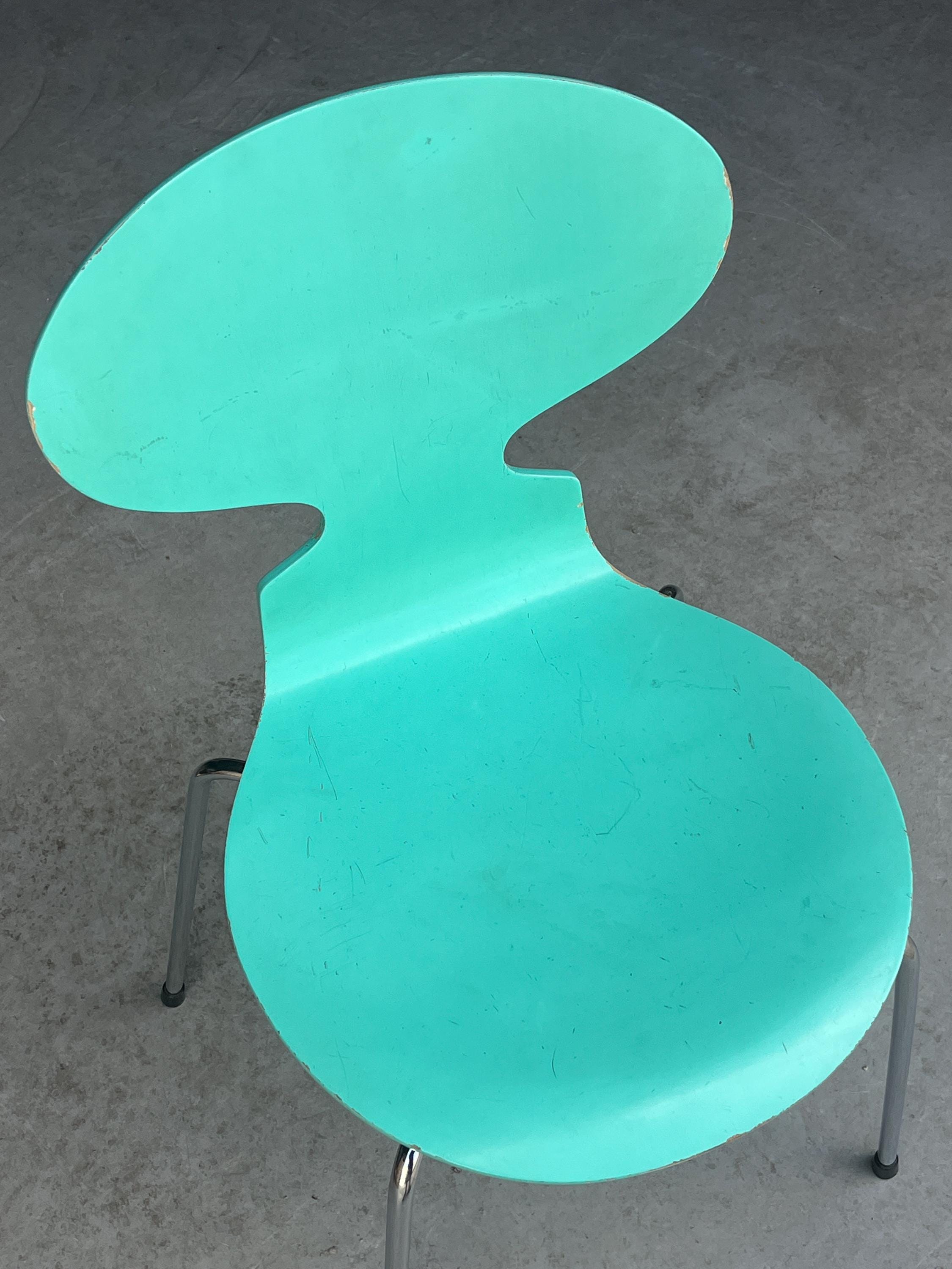 ‘Ant’ Chairs in Rare Turquoise Colourway by Arne Jacobsen for Fritz Hansen