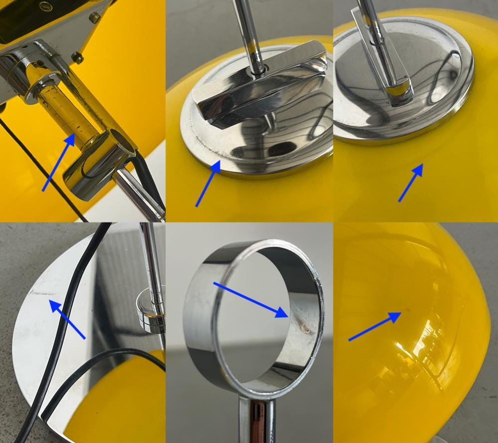 Space Age Desk Lamp in Yellow Plastic and Chromed Steel
