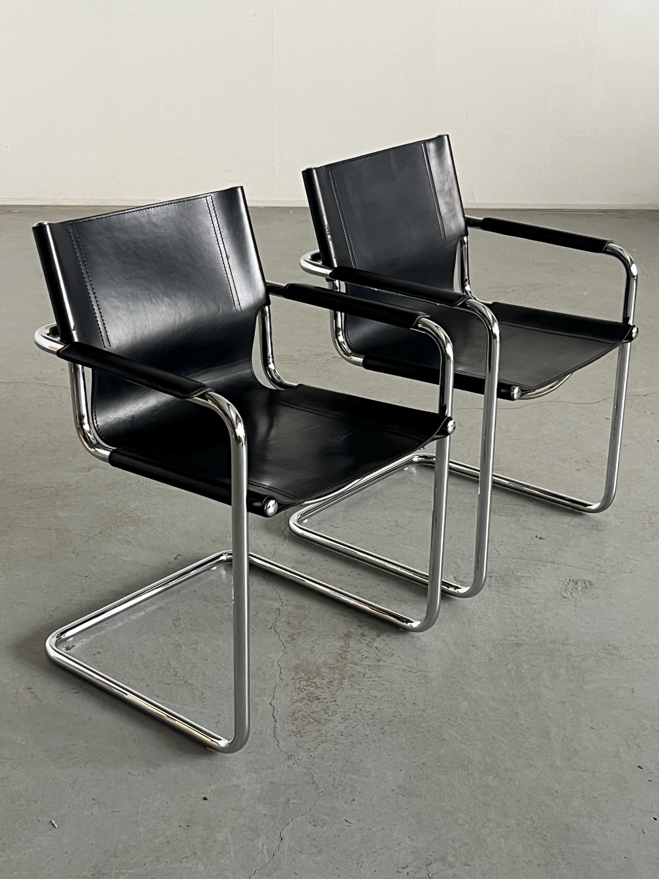 Leather Cantilever Armchairs by Centro Studi for Matteo Grassi