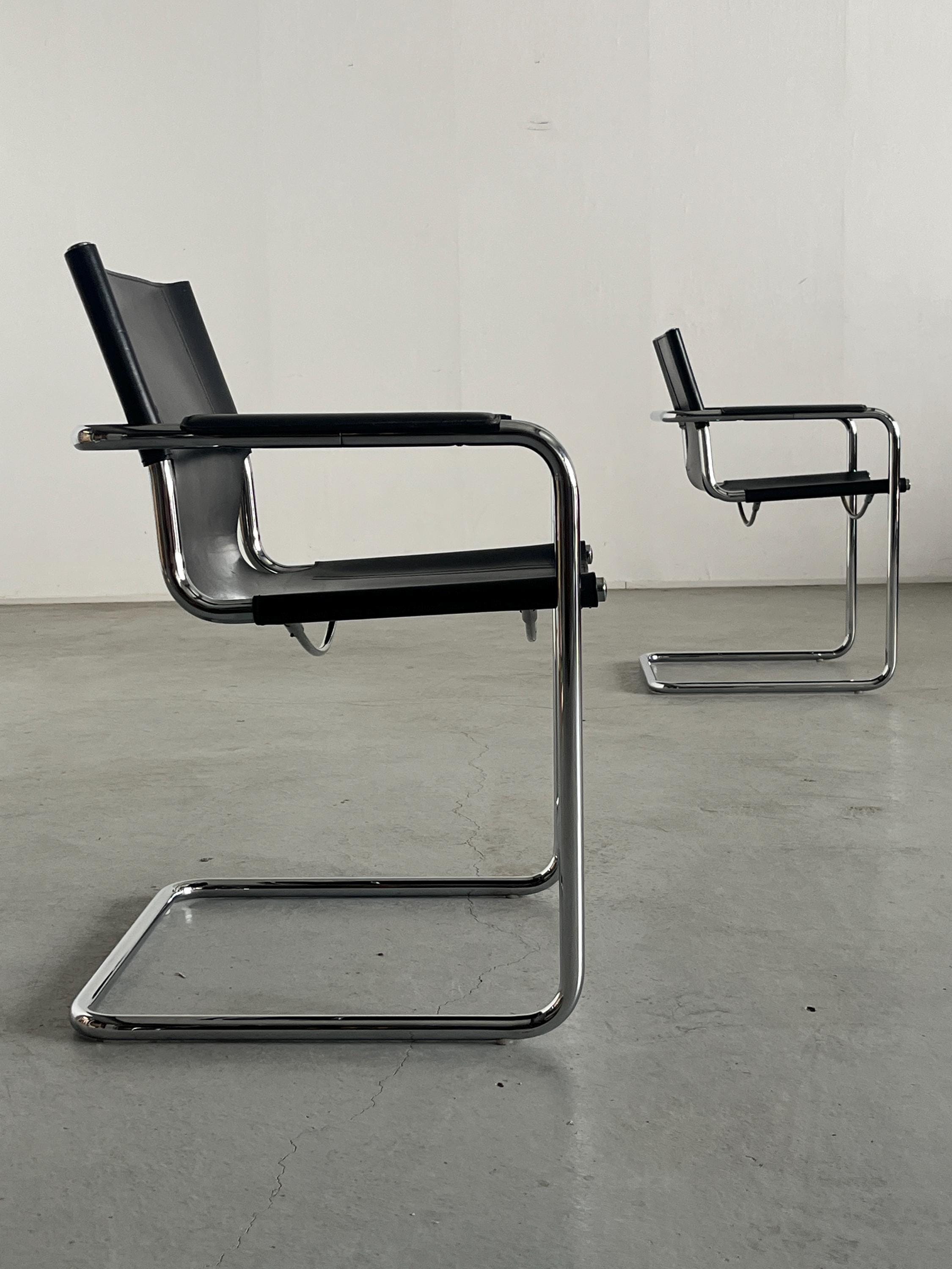Leather Cantilever Armchairs by Centro Studi for Matteo Grassi
