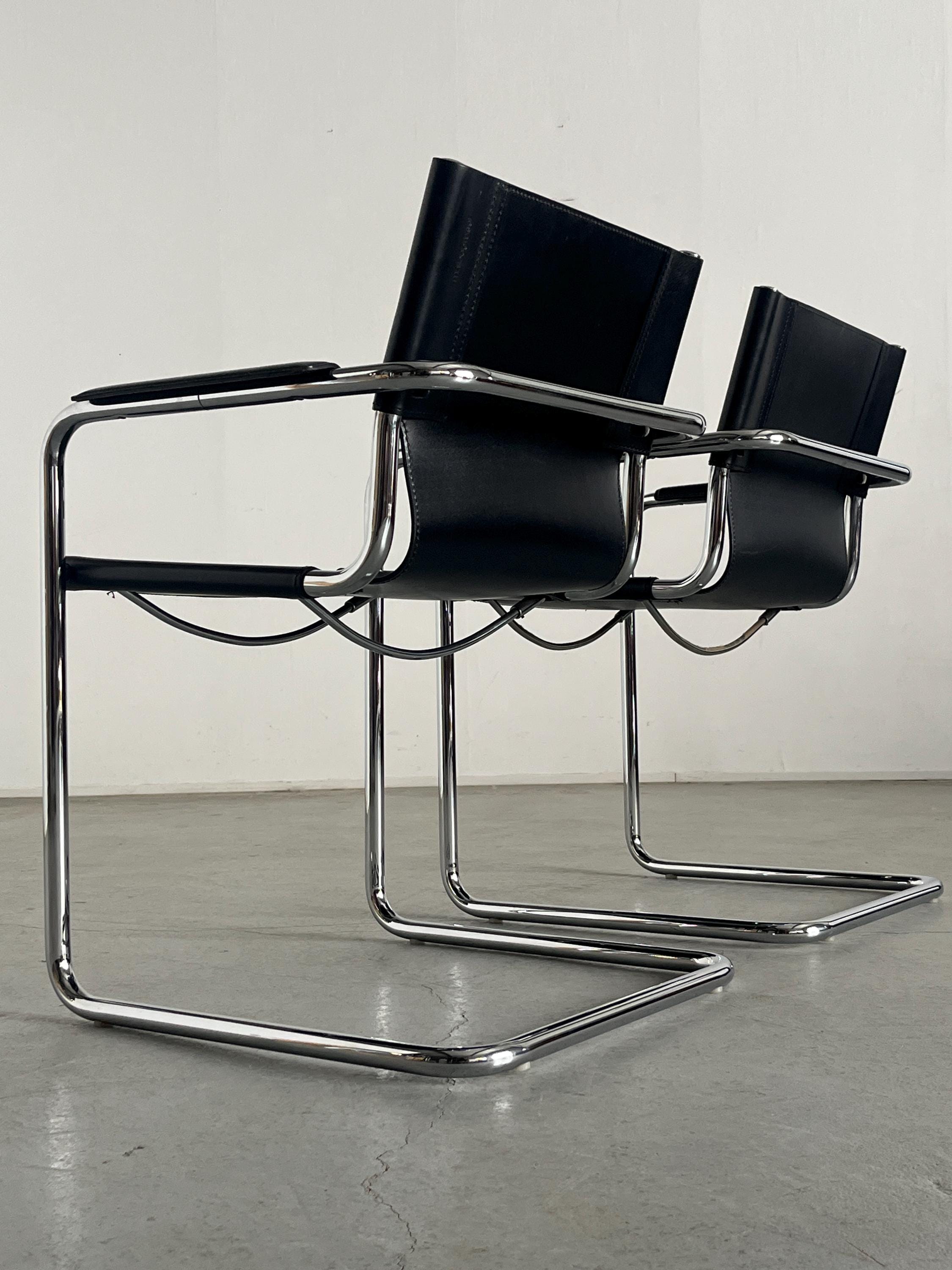Leather Cantilever Armchairs by Centro Studi for Matteo Grassi
