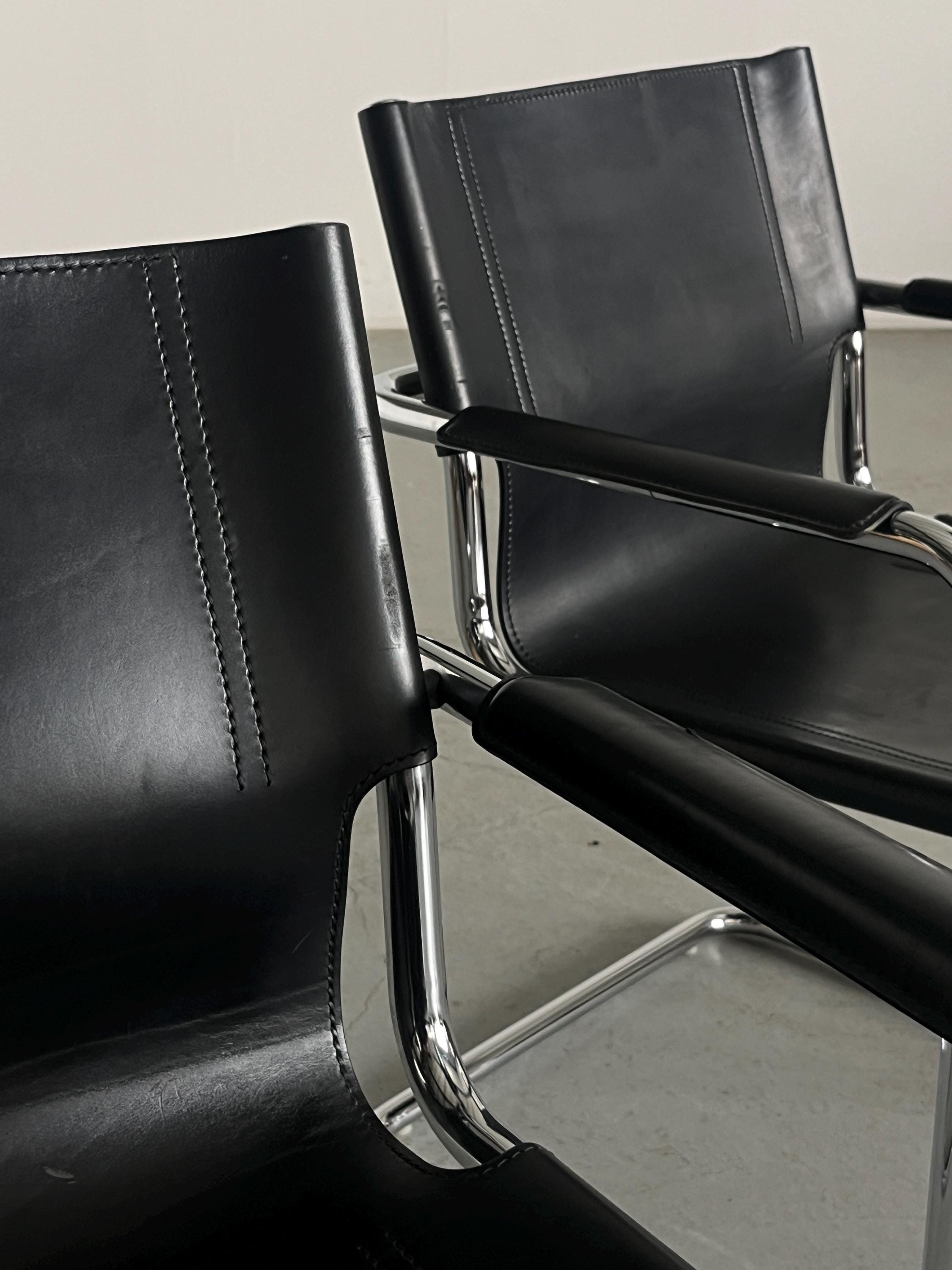 Leather Cantilever Armchairs by Centro Studi for Matteo Grassi