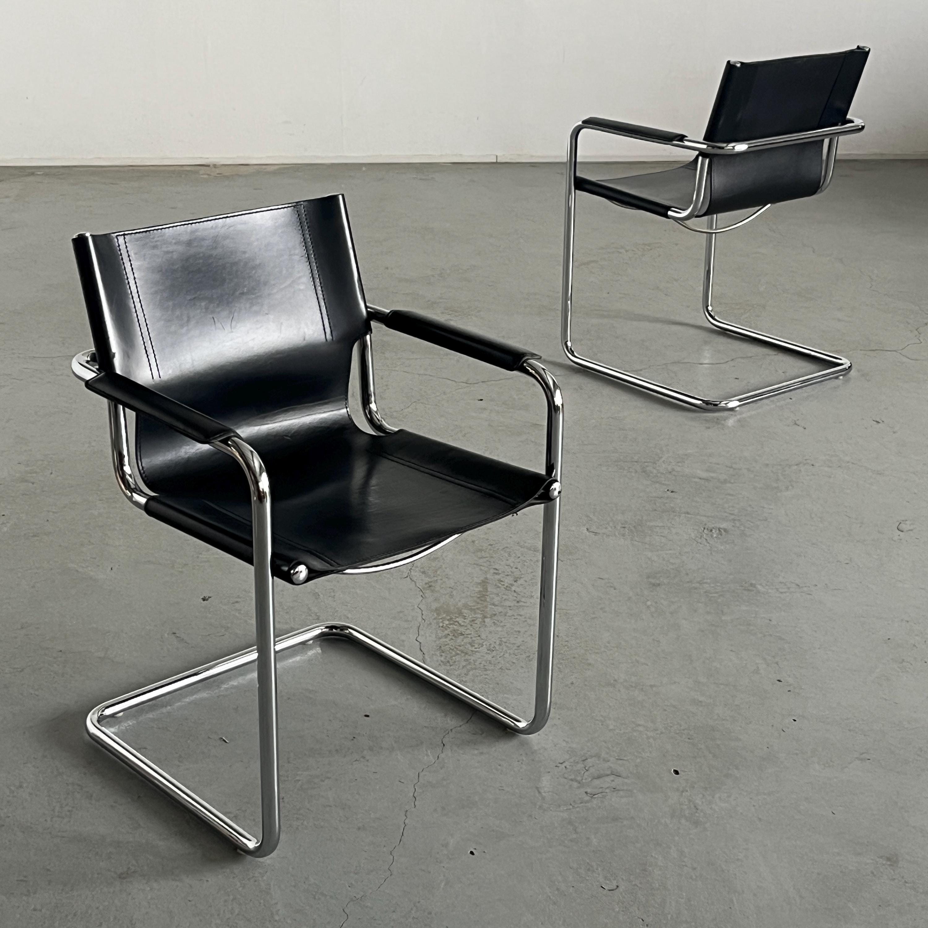 Leather Cantilever Armchairs by Centro Studi for Matteo Grassi