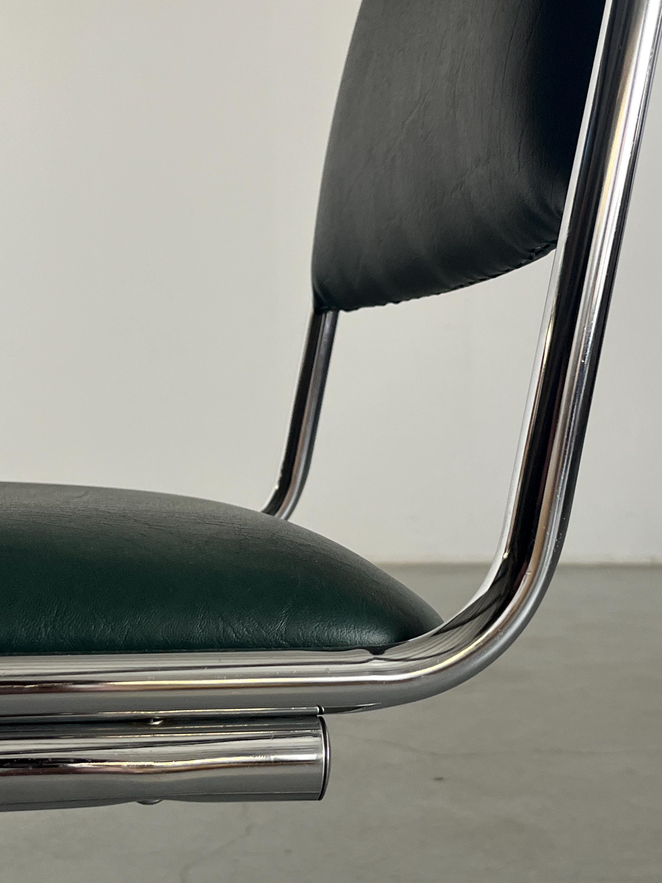 Bauhaus Design and Green Faux Leather Cantilever Chair