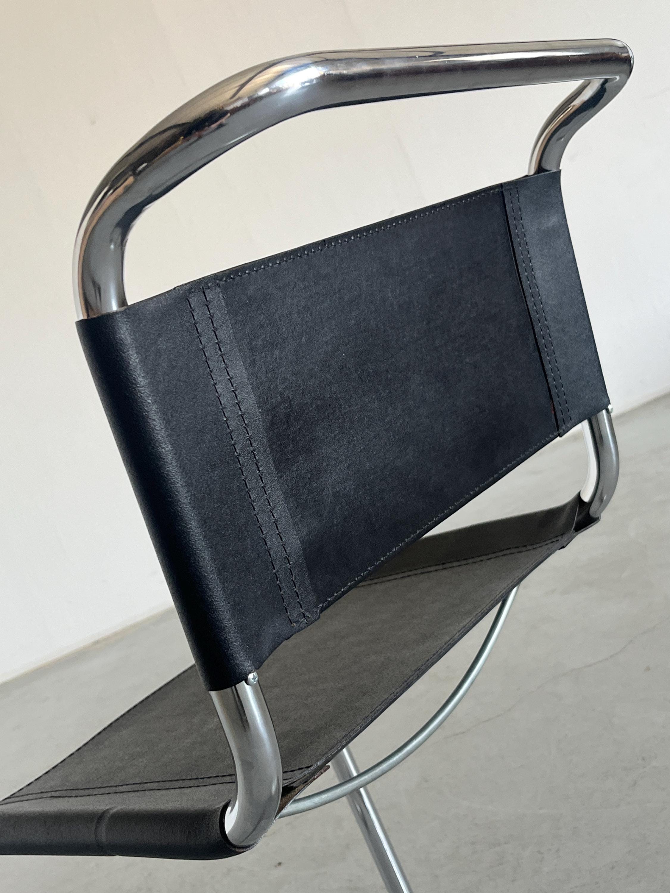 Mart Stam S33 Design Cantilever Tubular Steel and Faux Leather Chair
