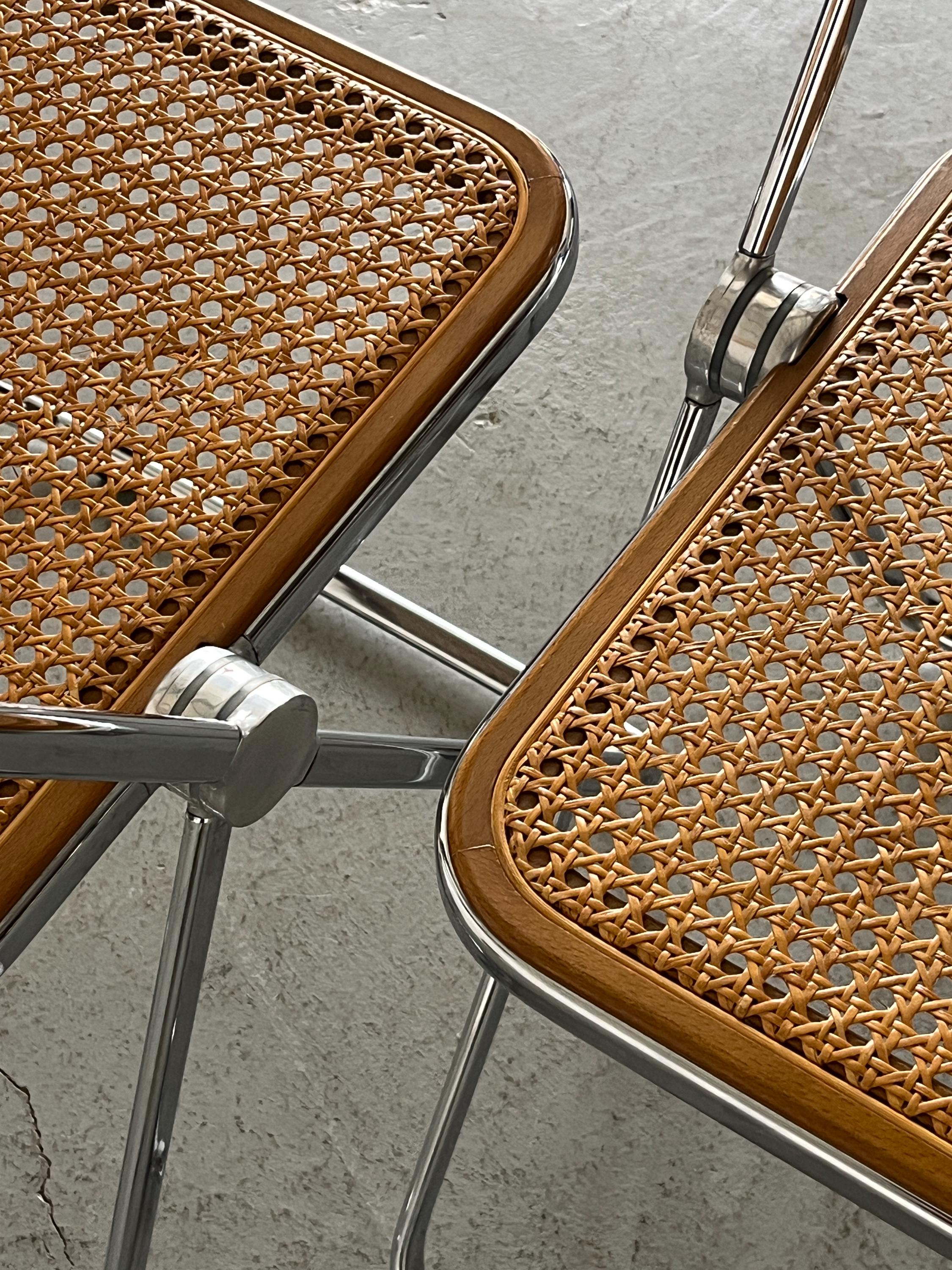 Rare Cane 'Plia' Chairs by Giancarlo Piretti for Anonima Castelli