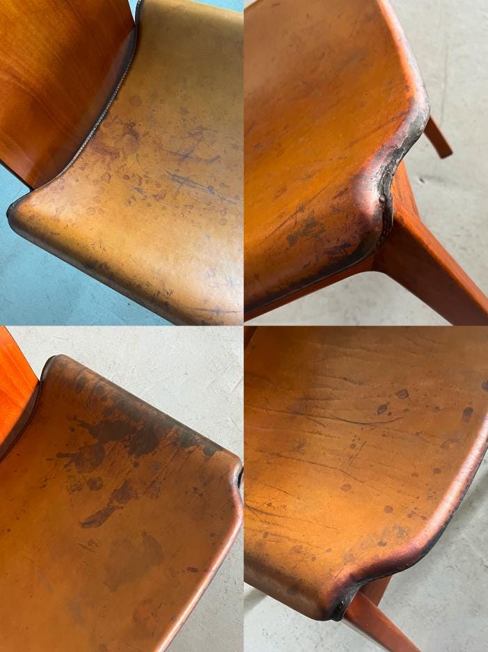 'Fiorenza' Dining Chairs by Tito Agnoli for Molteni in Leather & Walnut, 1968