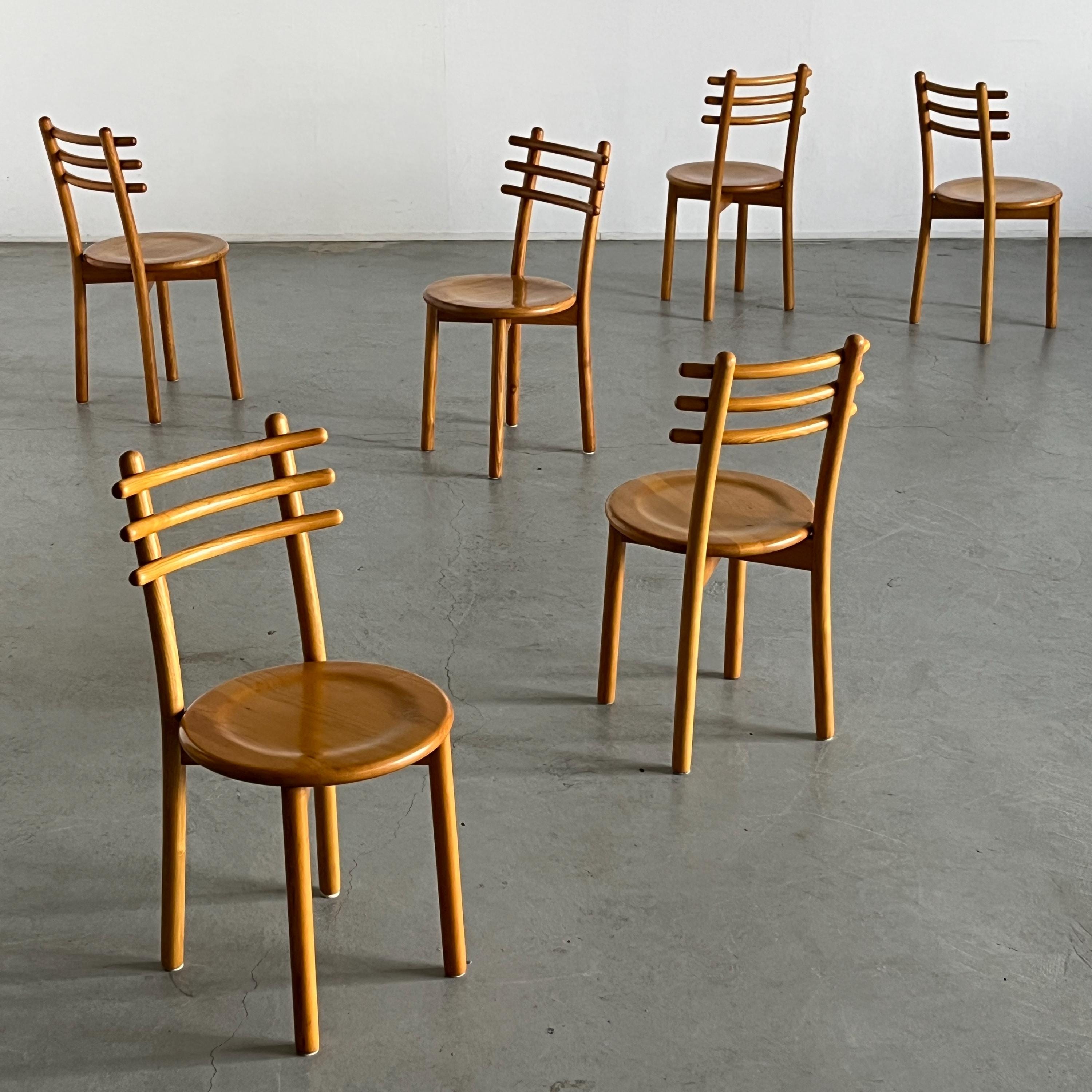 Minimalist Scandinavian Style Chairs in Natural Lacquered Bent Beechwood,