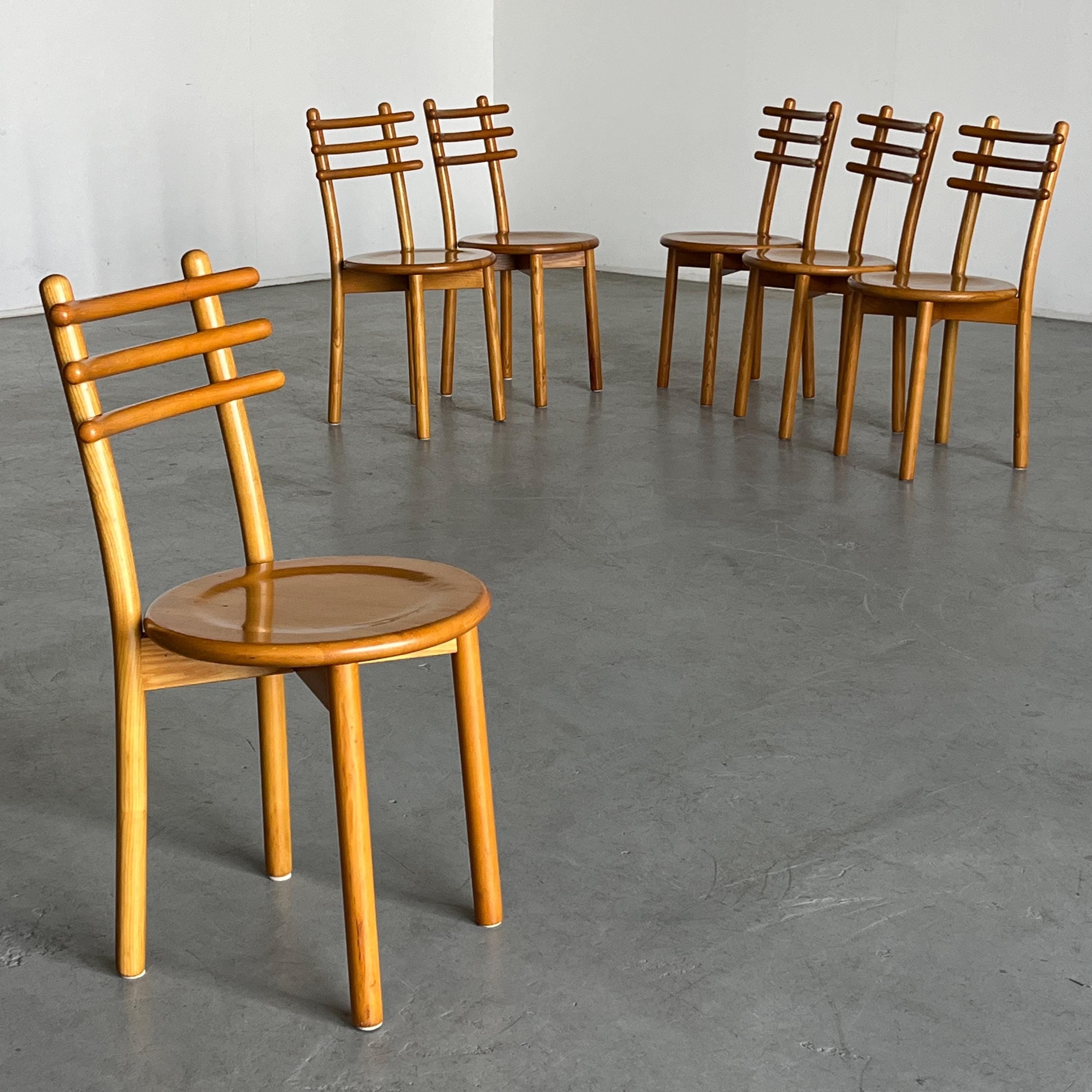 Minimalist Scandinavian Style Chairs in Natural Lacquered Bent Beechwood,