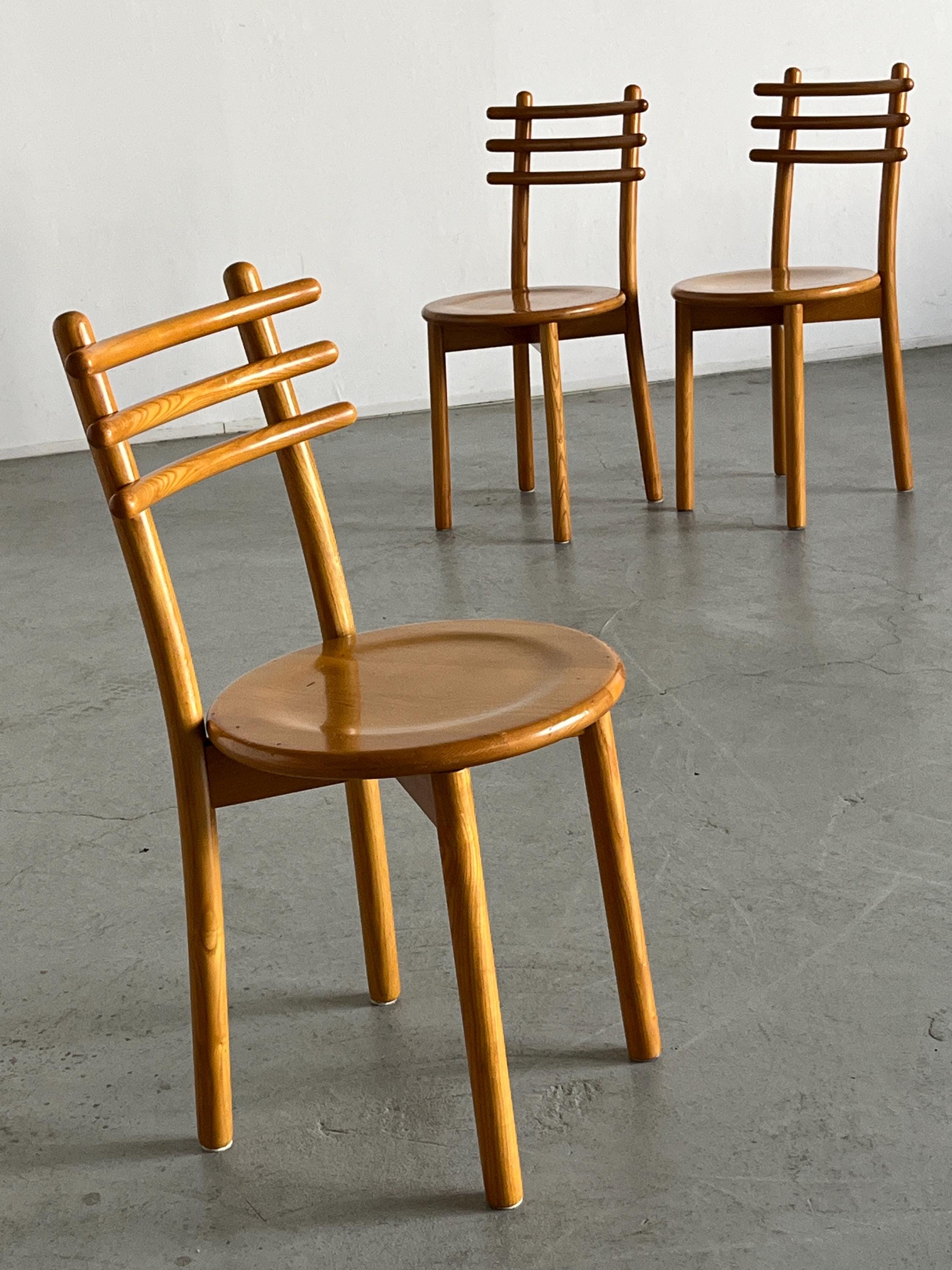 Minimalist Scandinavian Style Chairs in Natural Lacquered Bent Beechwood,