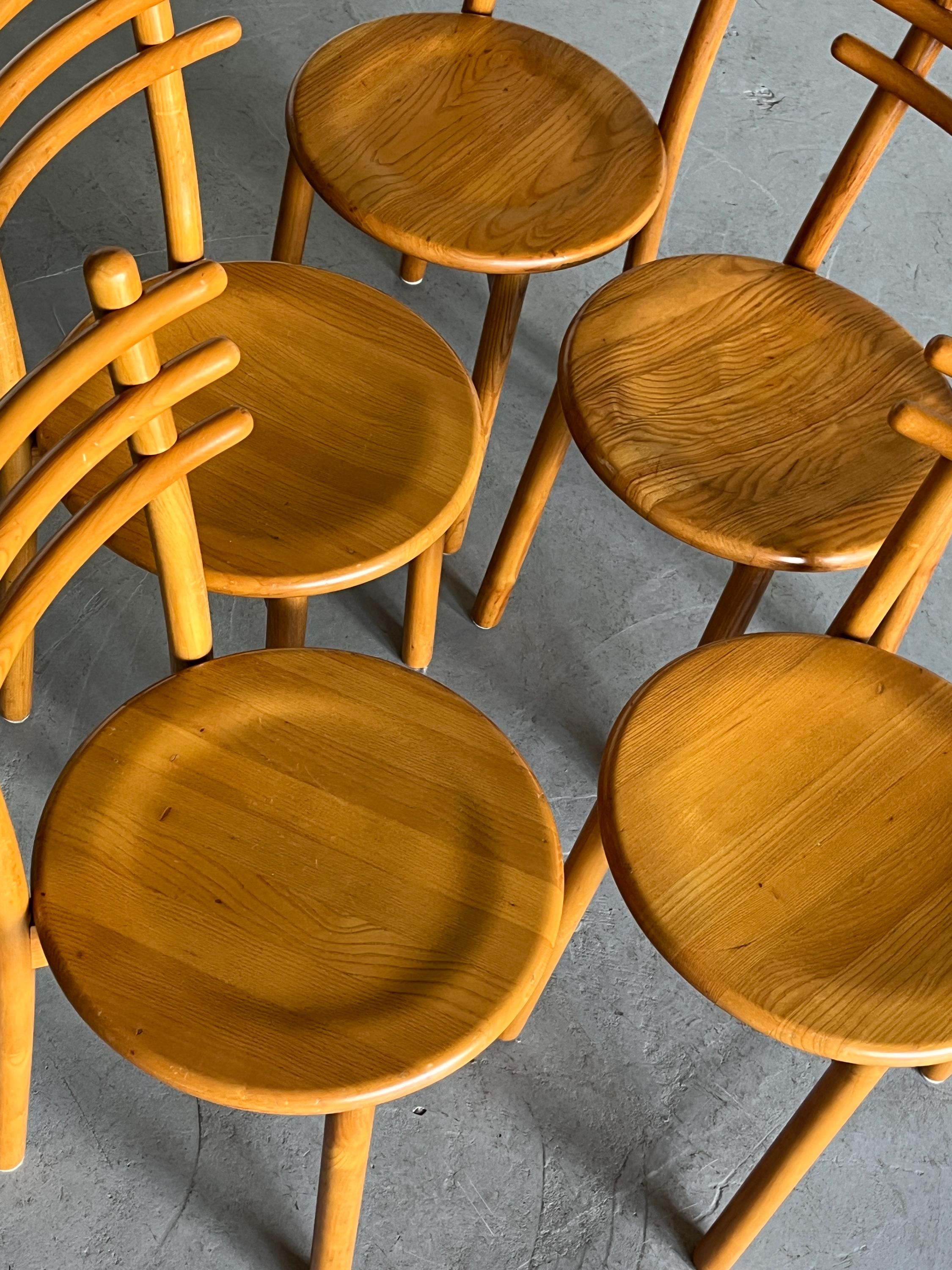 Minimalist Scandinavian Style Chairs in Natural Lacquered Bent Beechwood,