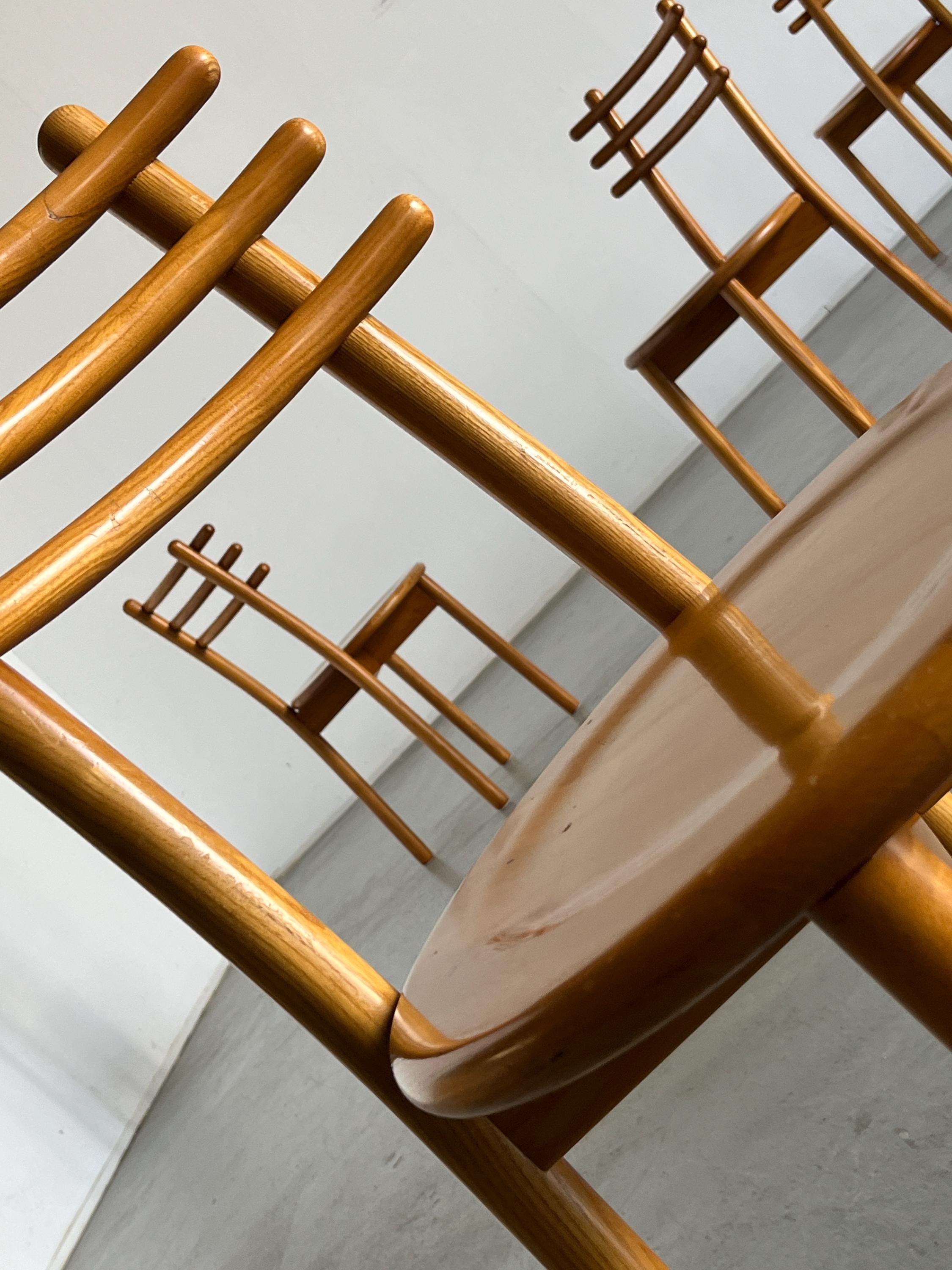 Minimalist Scandinavian Style Chairs in Natural Lacquered Bent Beechwood,