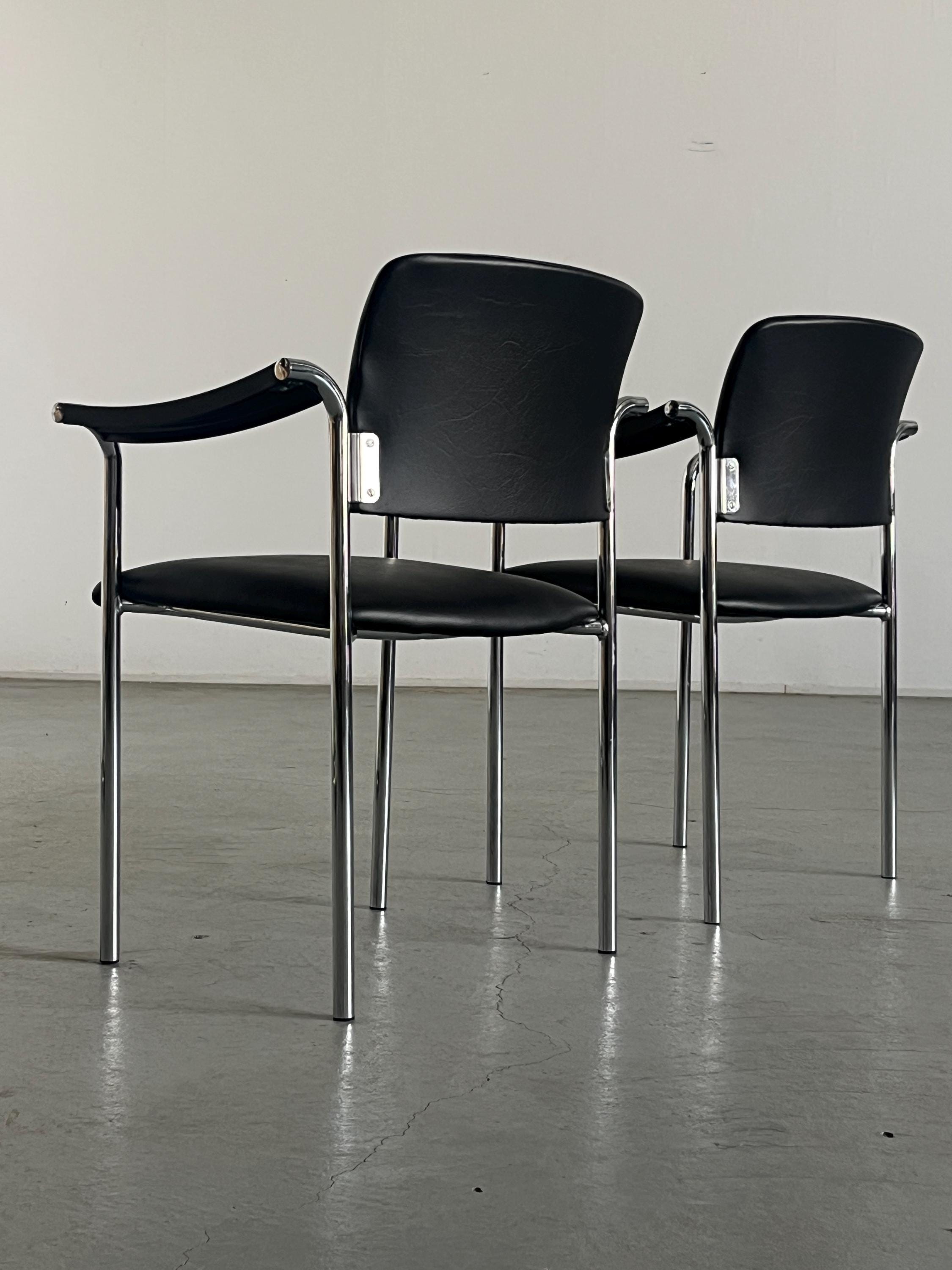 Dining Chairs in Black Faux Leather