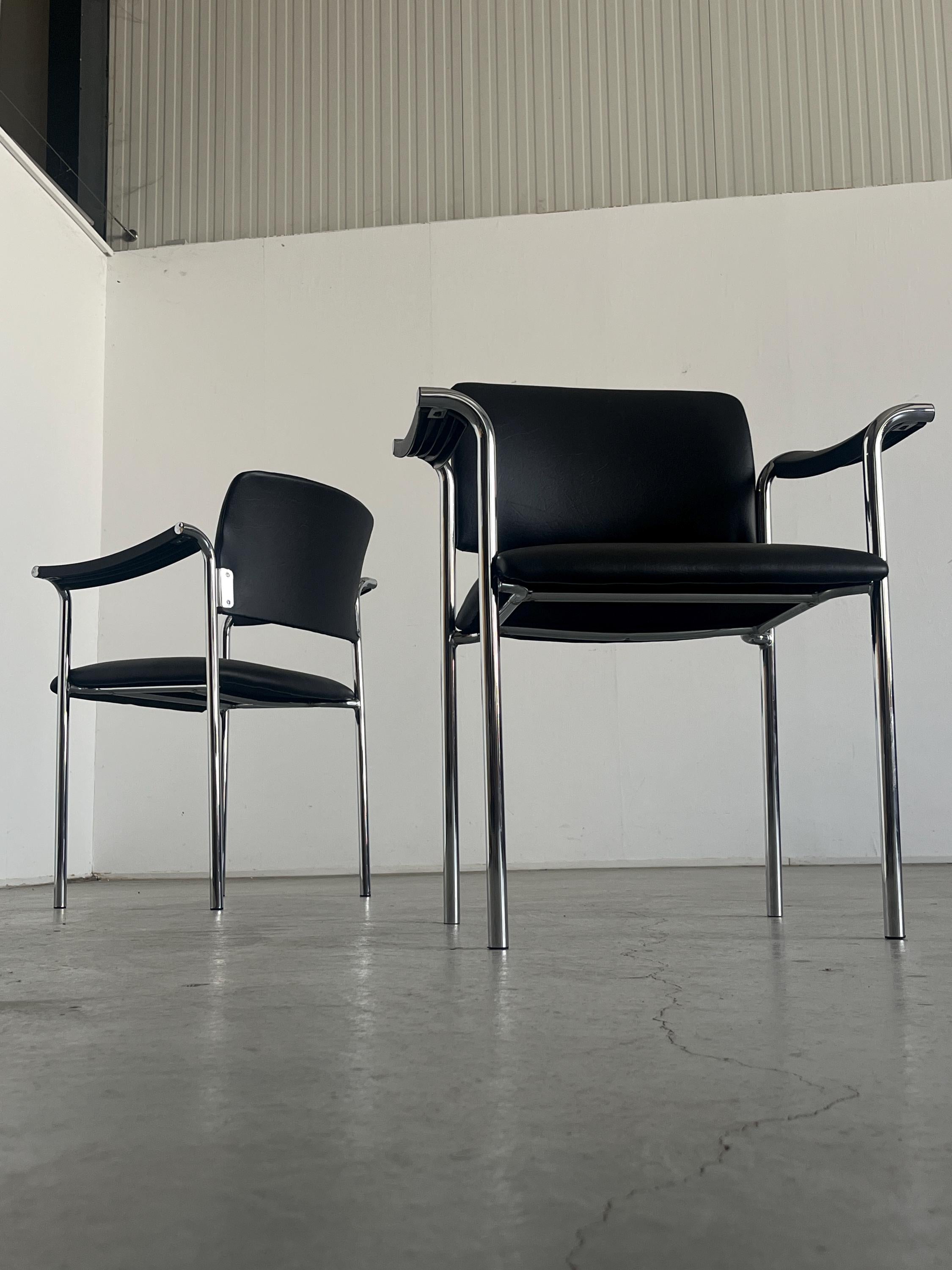 Dining Chairs in Black Faux Leather