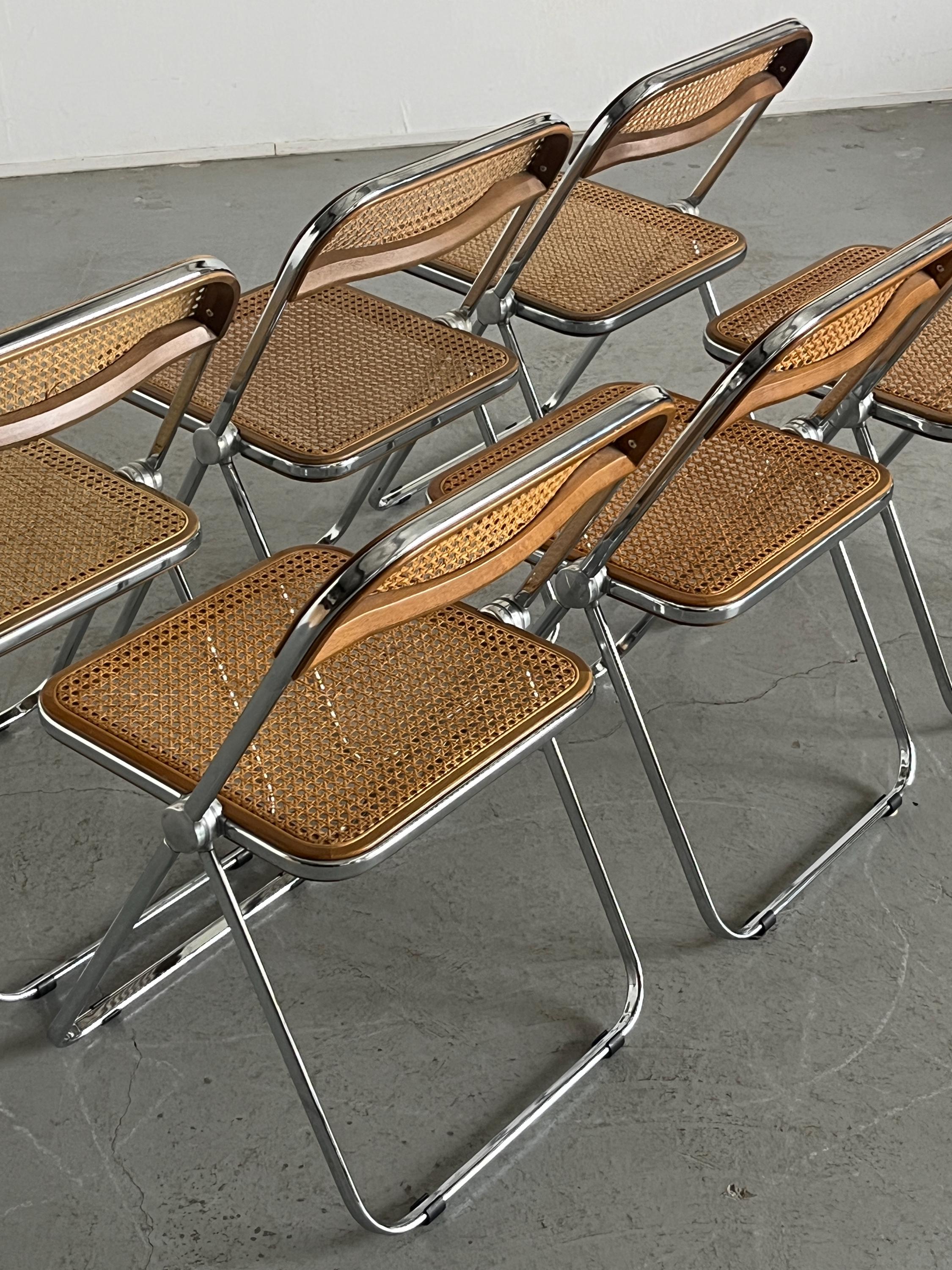 Rare Cane 'Plia' Chairs by Giancarlo Piretti for Anonima Castelli