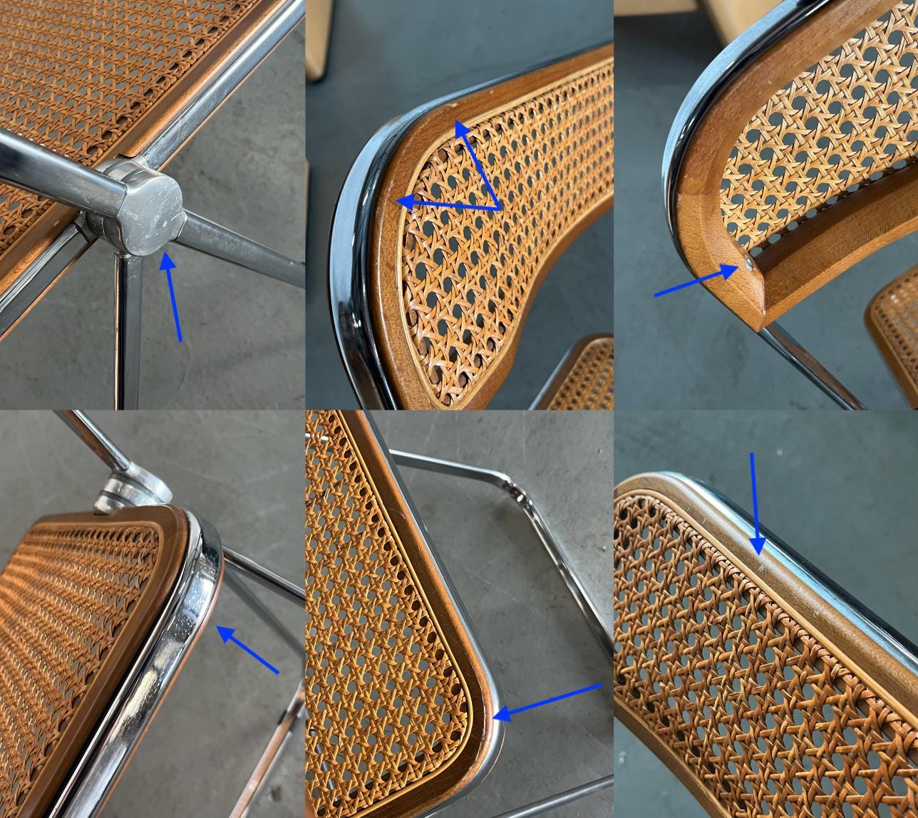 Rare Cane 'Plia' Chairs by Giancarlo Piretti for Anonima Castelli