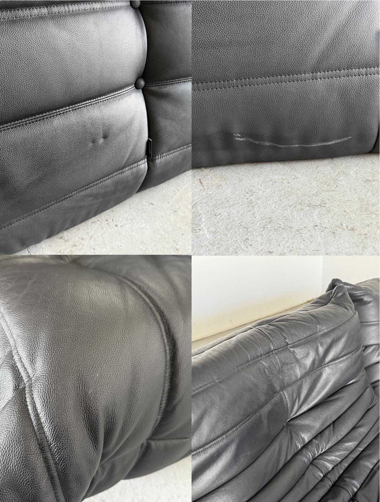 Togo Modular Sofa in Black Leather, Michel Ducaroy for Ligne Roset