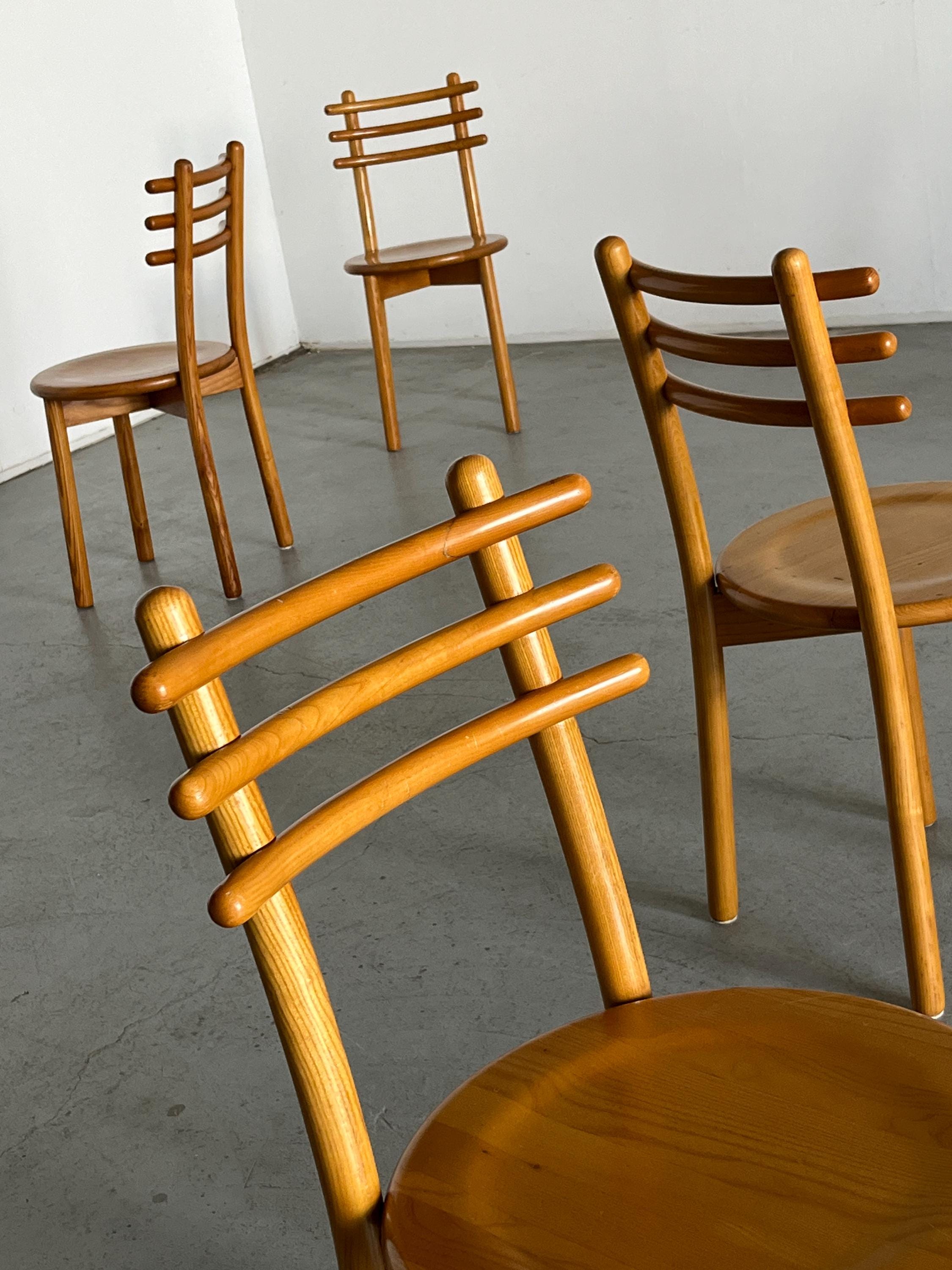 Minimalist Scandinavian Style Chairs in Natural Lacquered Bent Beechwood,