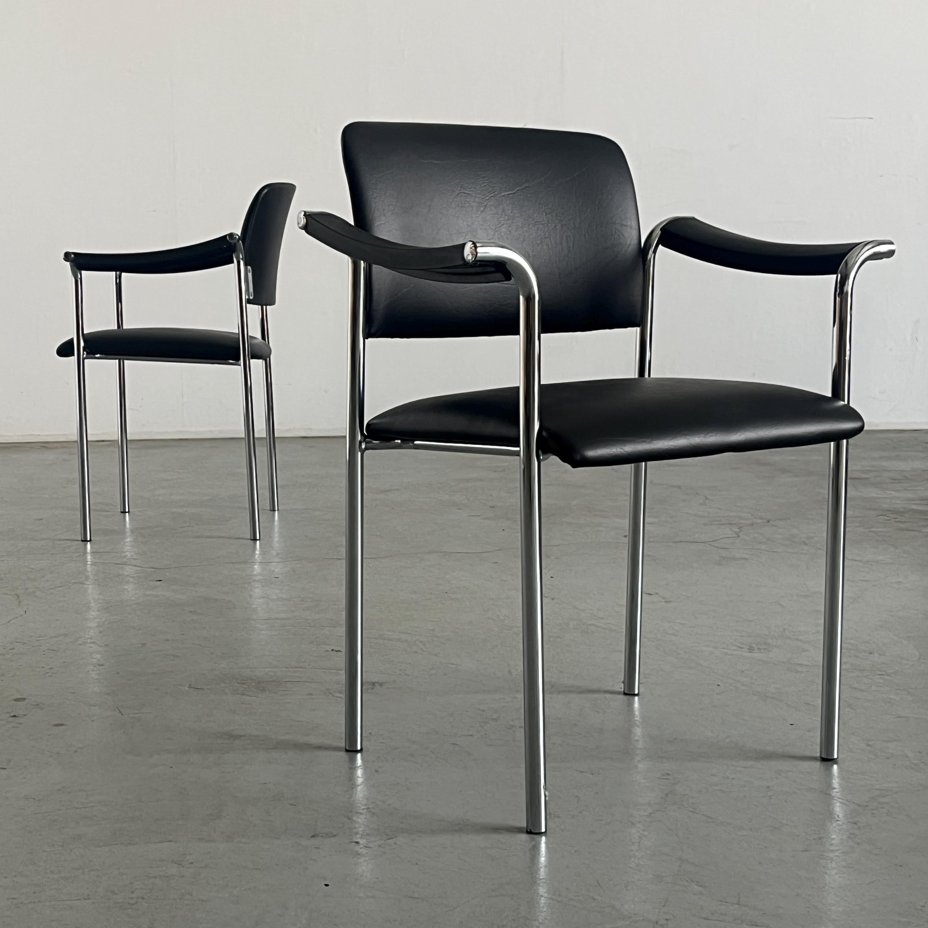 Dining Chairs in Black Faux Leather