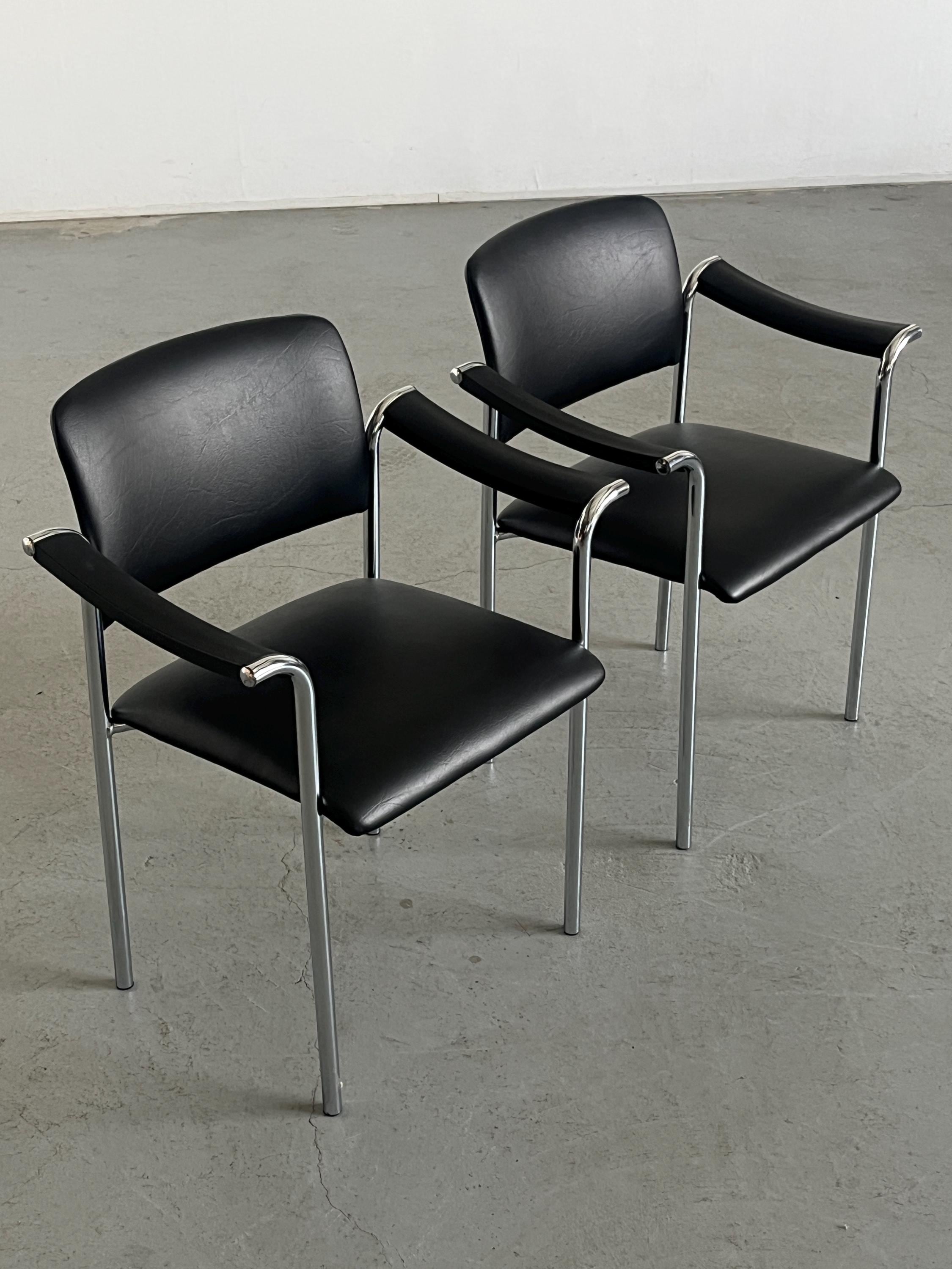 Dining Chairs in Black Faux Leather