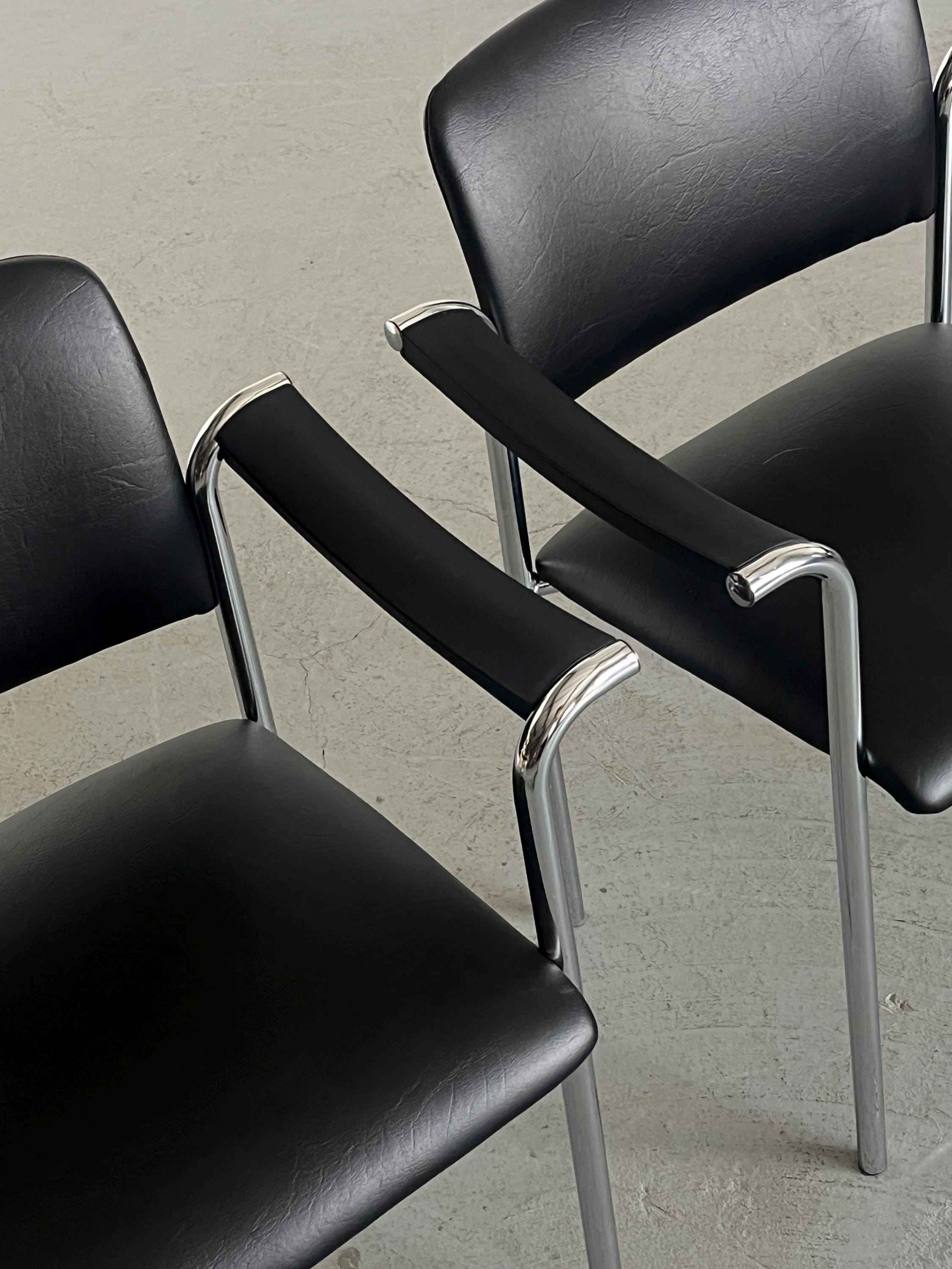 Dining Chairs in Black Faux Leather