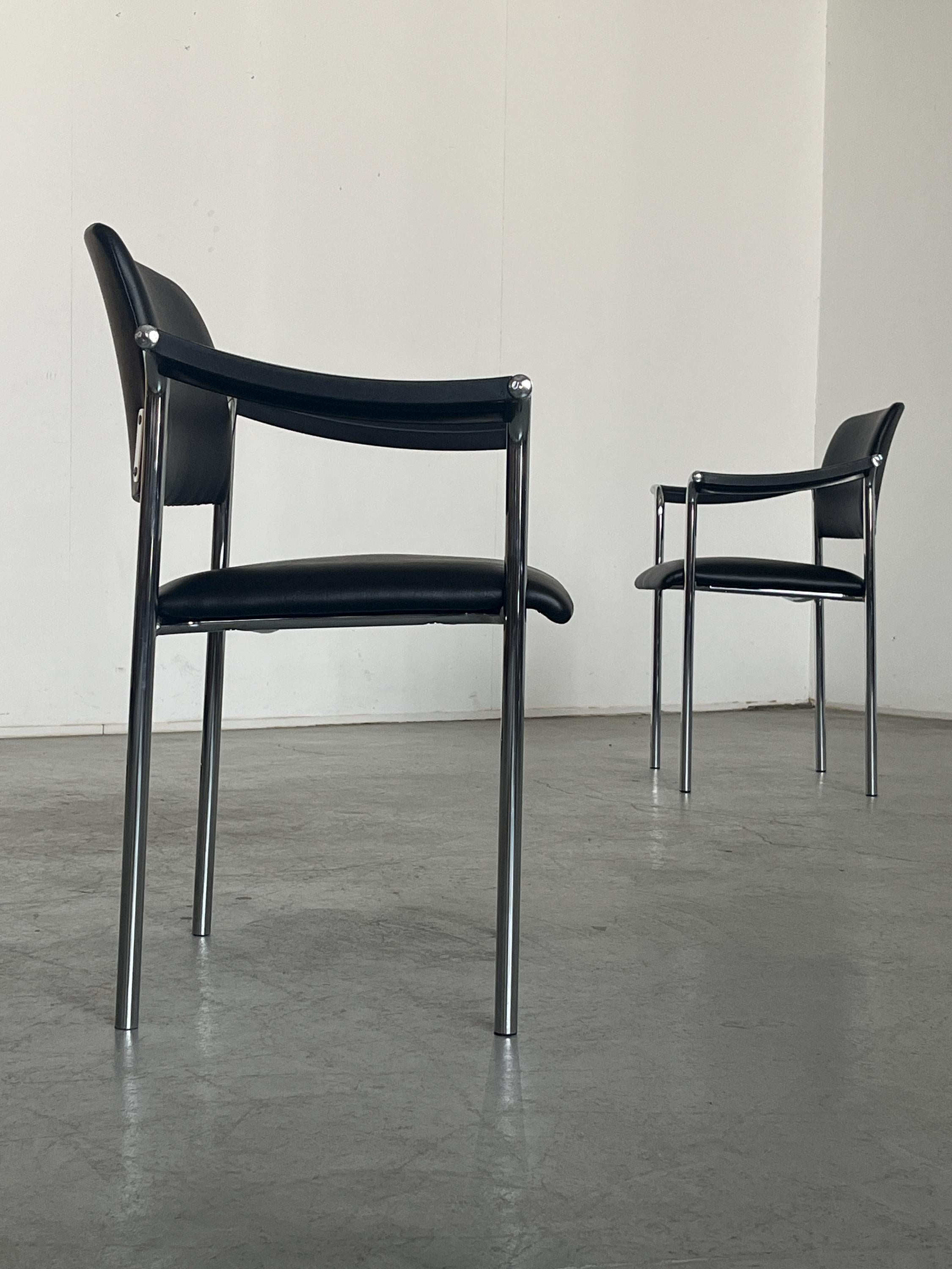 Dining Chairs in Black Faux Leather