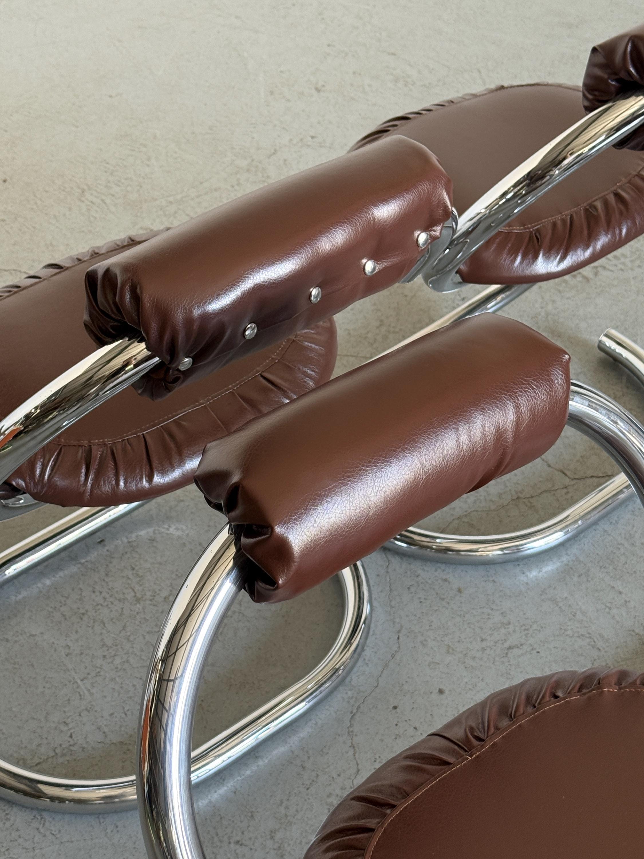 Space Age Chromed Chairs in style of 'Cobra' Chairs by Giotto Stoppino