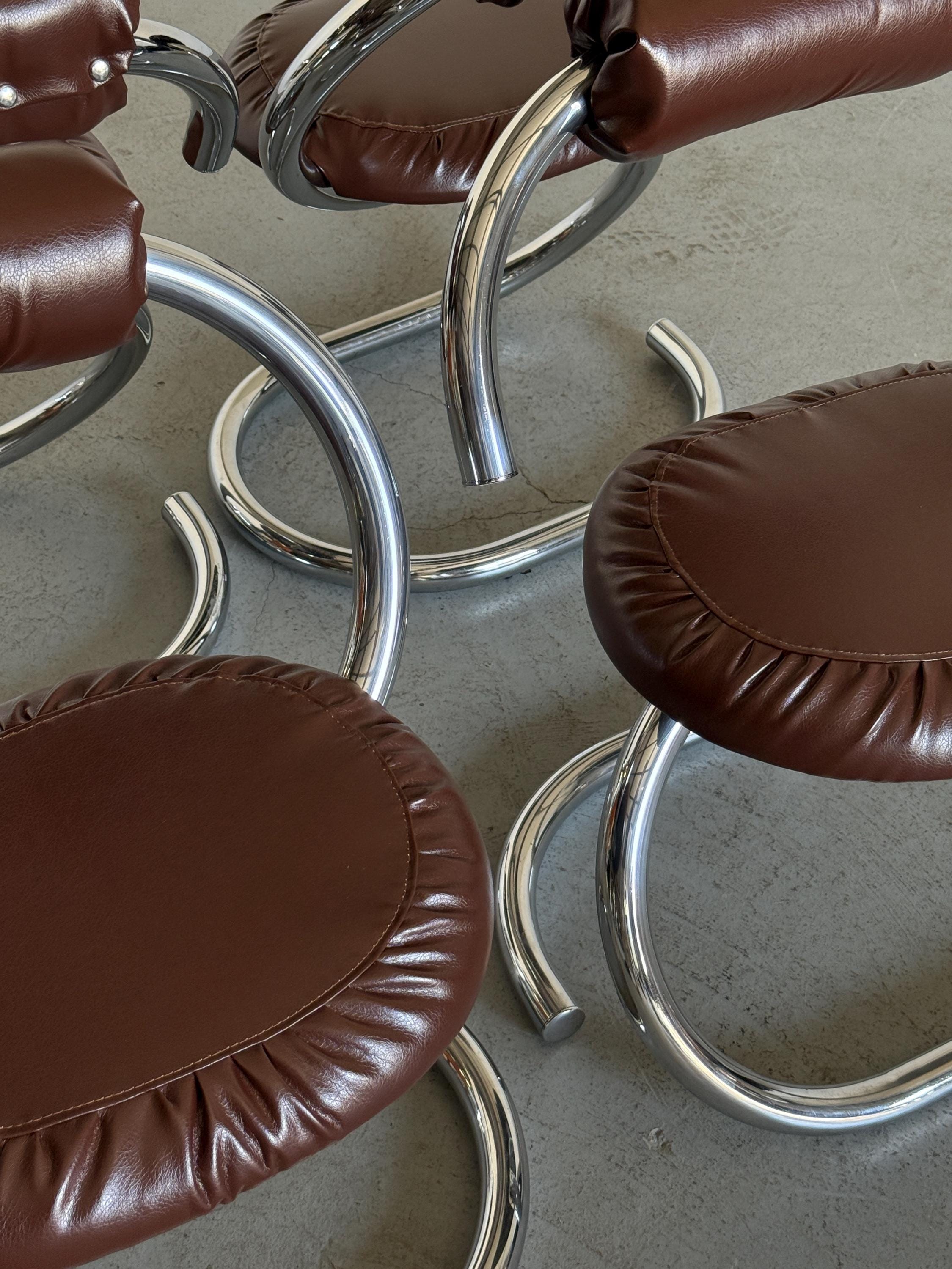 Space Age Chromed Chairs in style of 'Cobra' Chairs by Giotto Stoppino