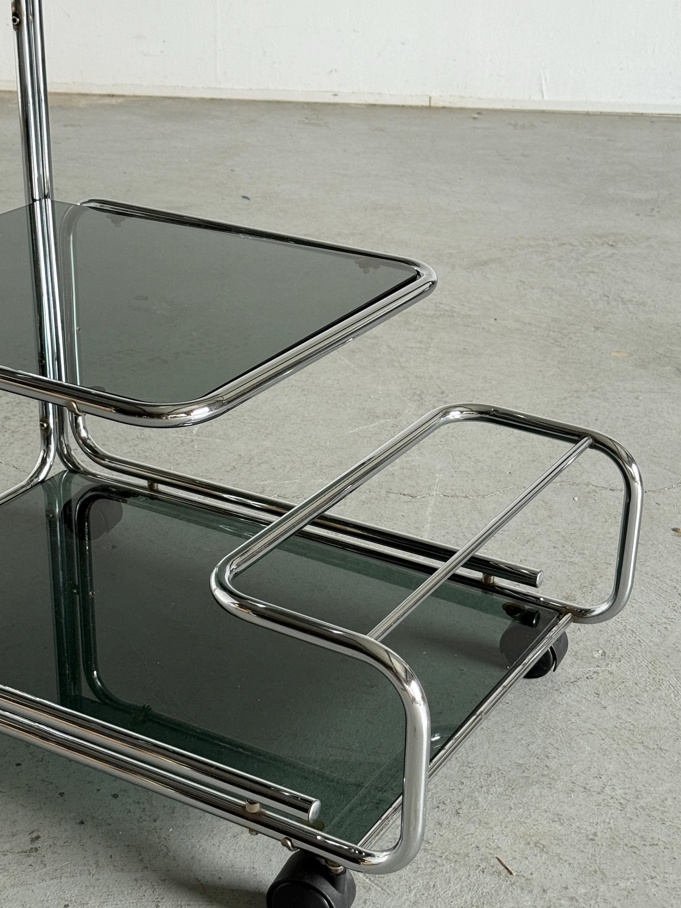 Chrome and Smoked Glass Serving Trolley