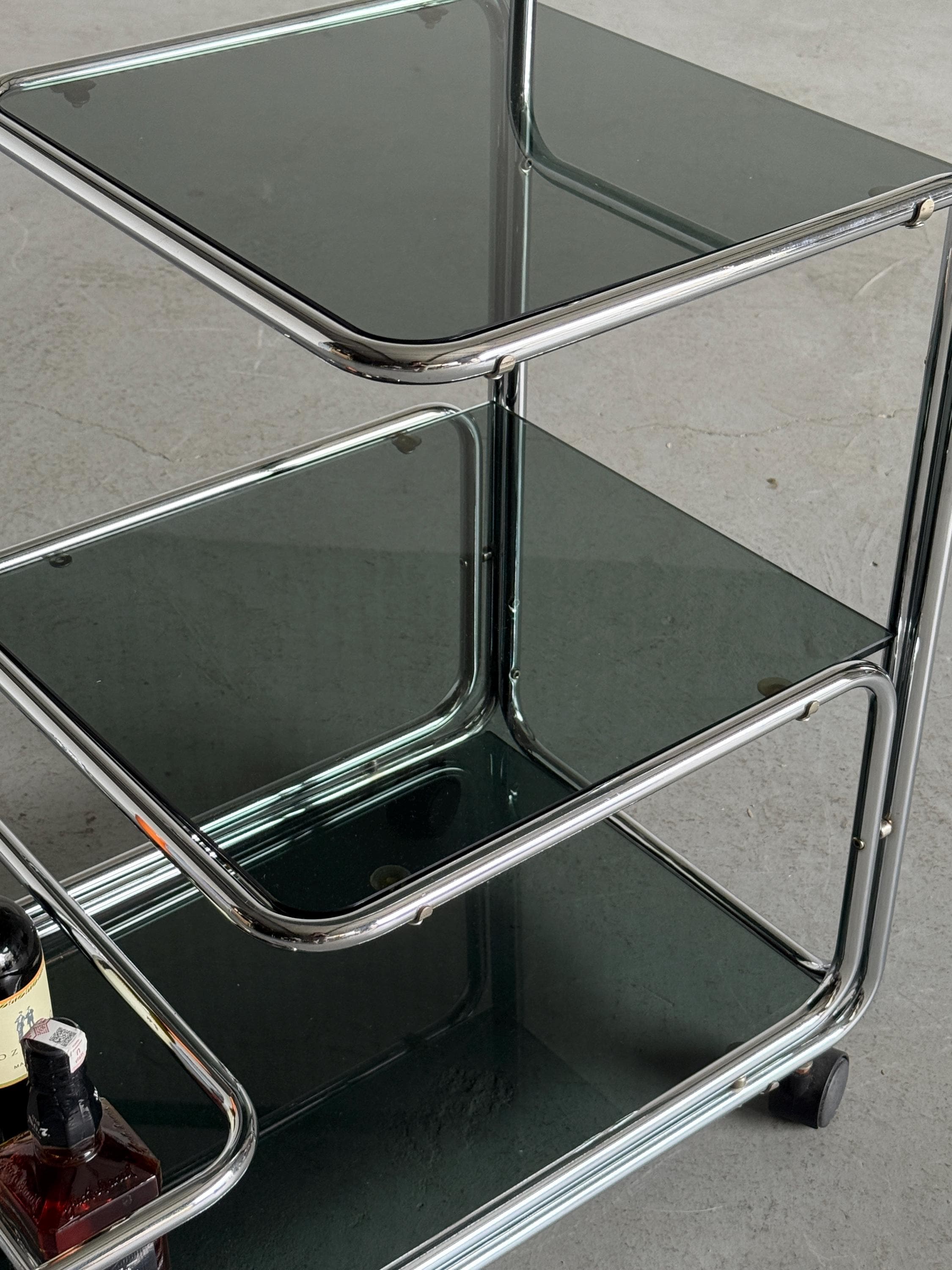 Chrome and Smoked Glass Serving Trolley