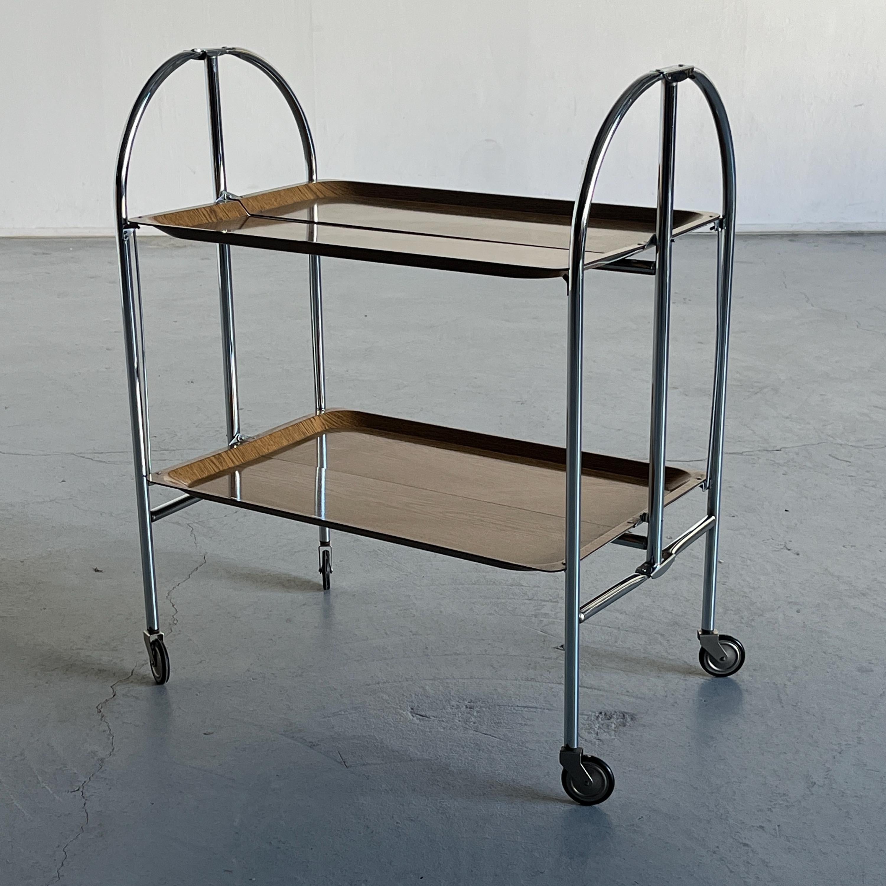 Mid-Century-Modern Foldable Serving Trolley in the Style of 'Dinett'