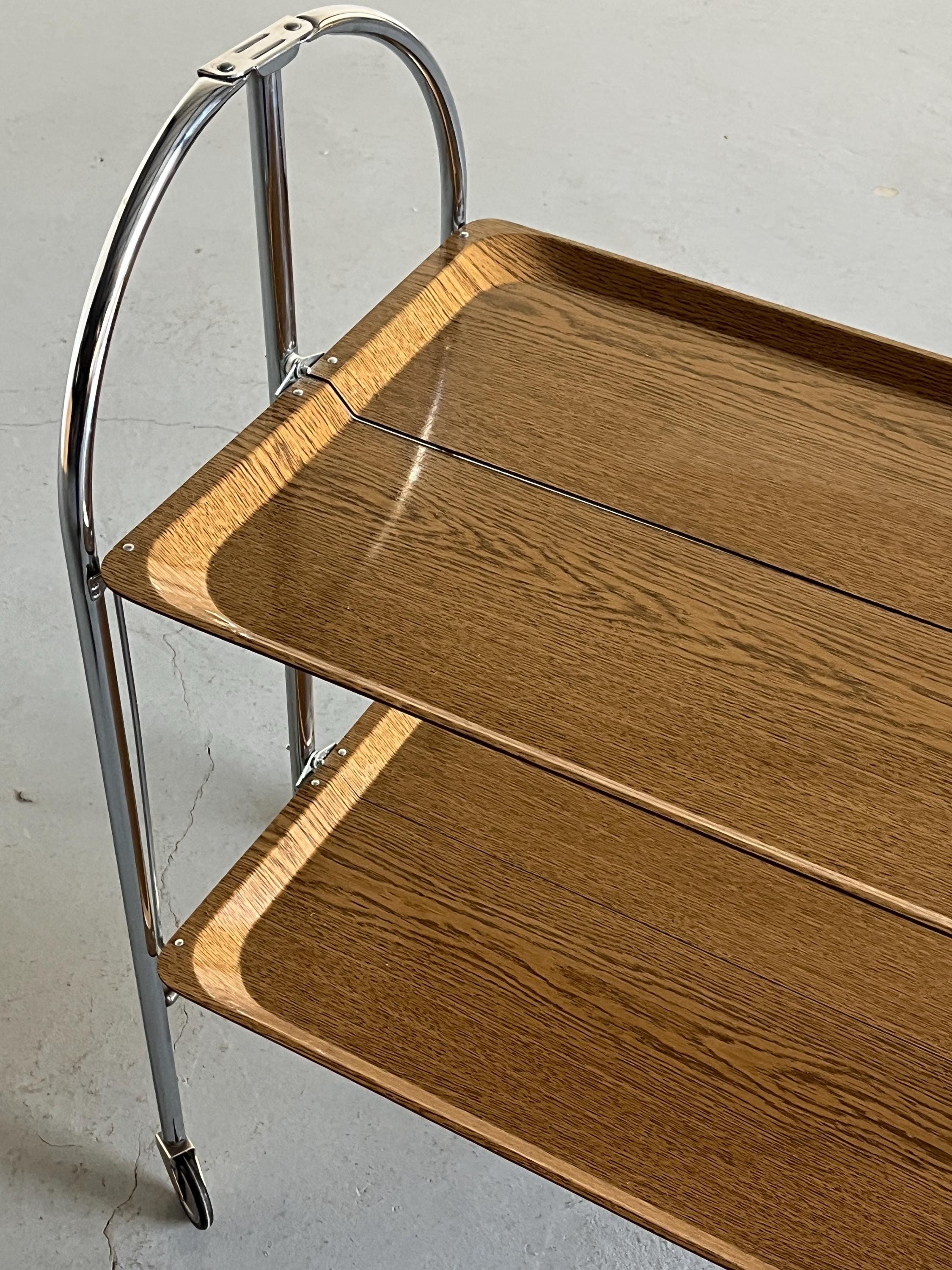 Mid-Century-Modern Foldable Serving Trolley in the Style of 'Dinett'