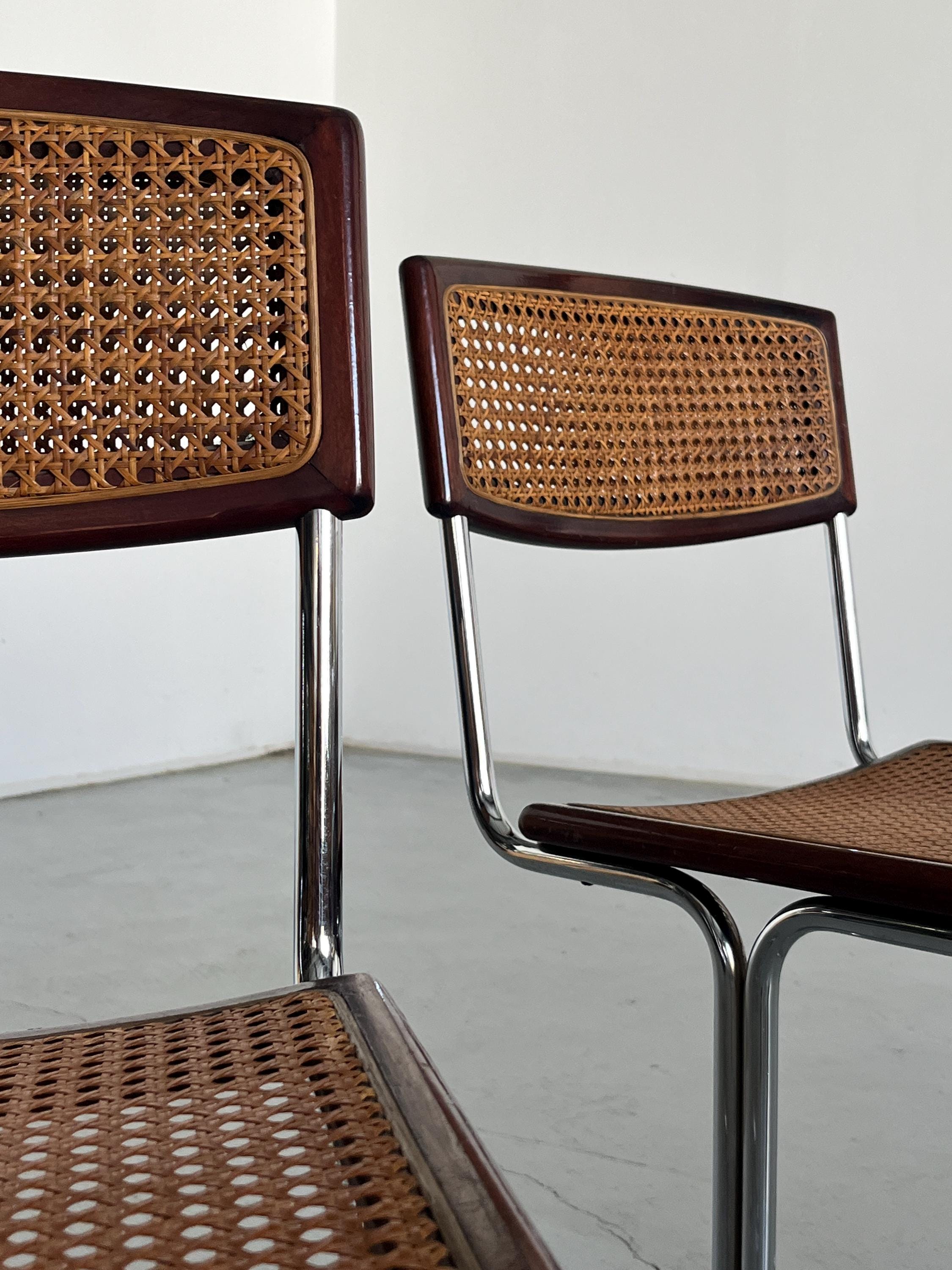 Wickered Cane and Chrome Dining Chairs Attributed to Antonio Ari Colombo for Arflex