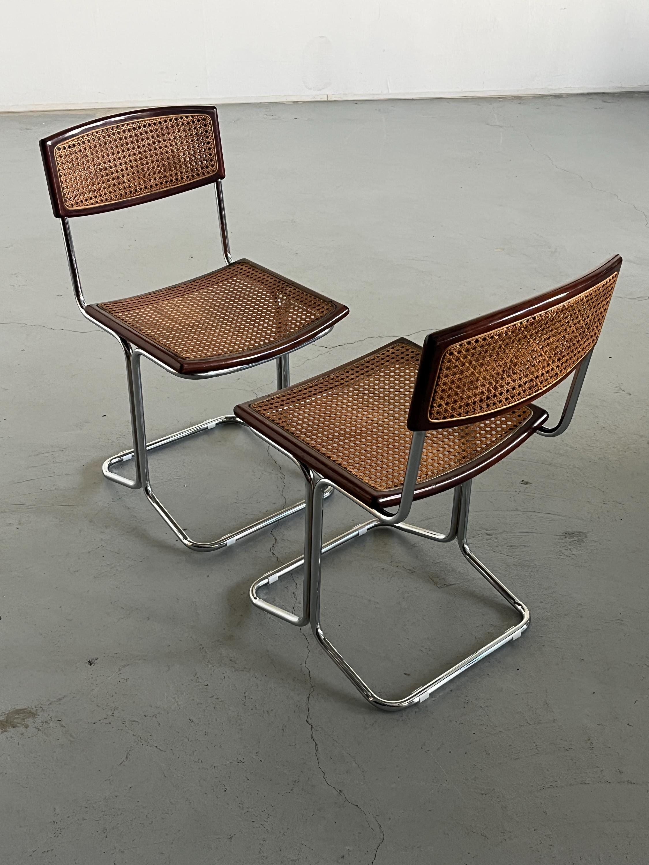 Wickered Cane and Chrome Dining Chairs Attributed to Antonio Ari Colombo for Arflex