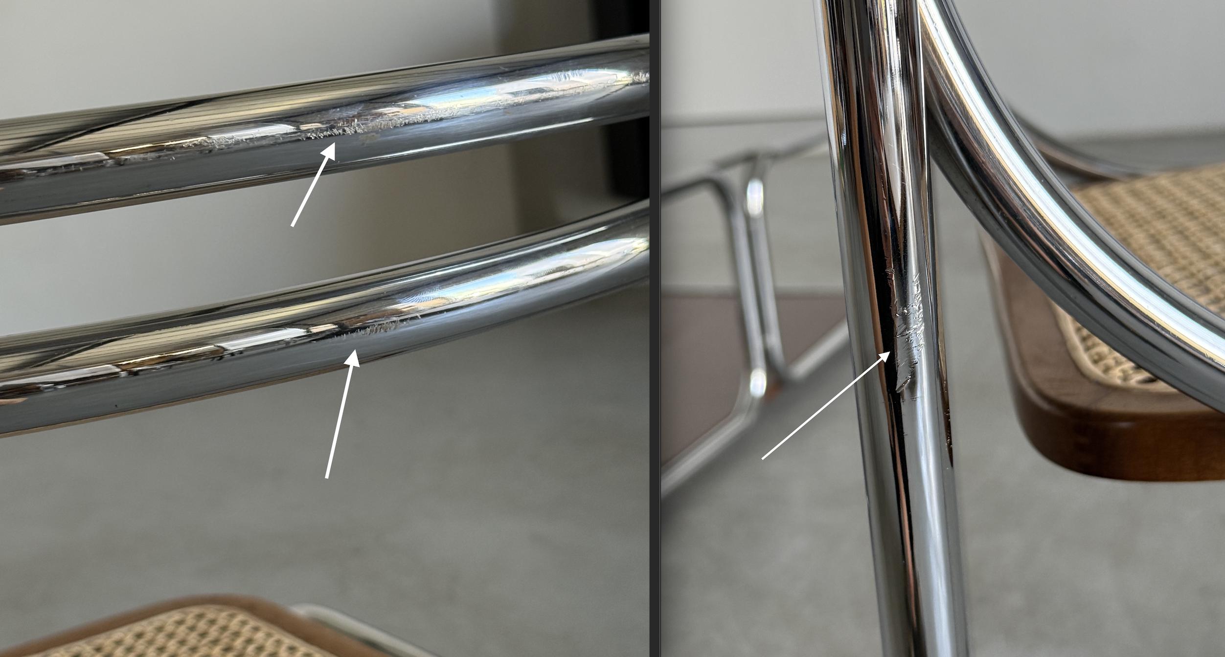 Bauhaus Style Dining Chairs in Cane and Chromed Steel