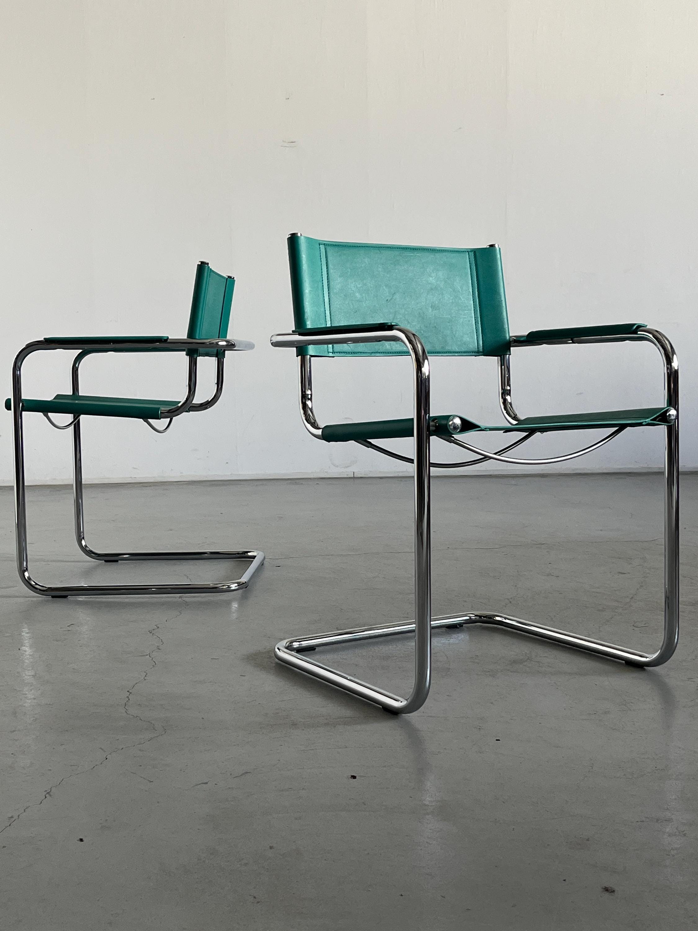 Mart Stam S34 Design Turquoise Cantilever Chairs