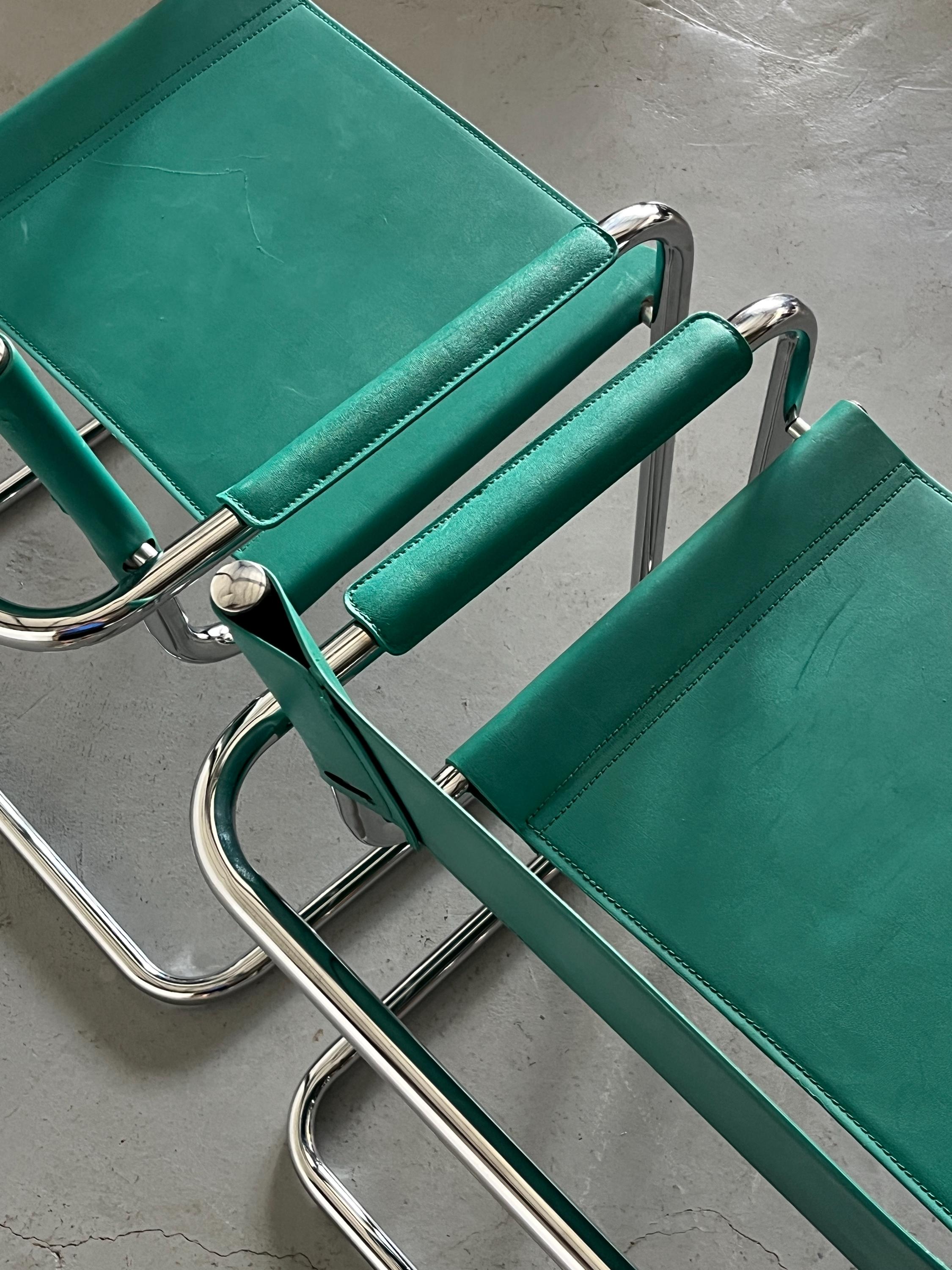 Mart Stam S34 Design Turquoise Cantilever Chairs