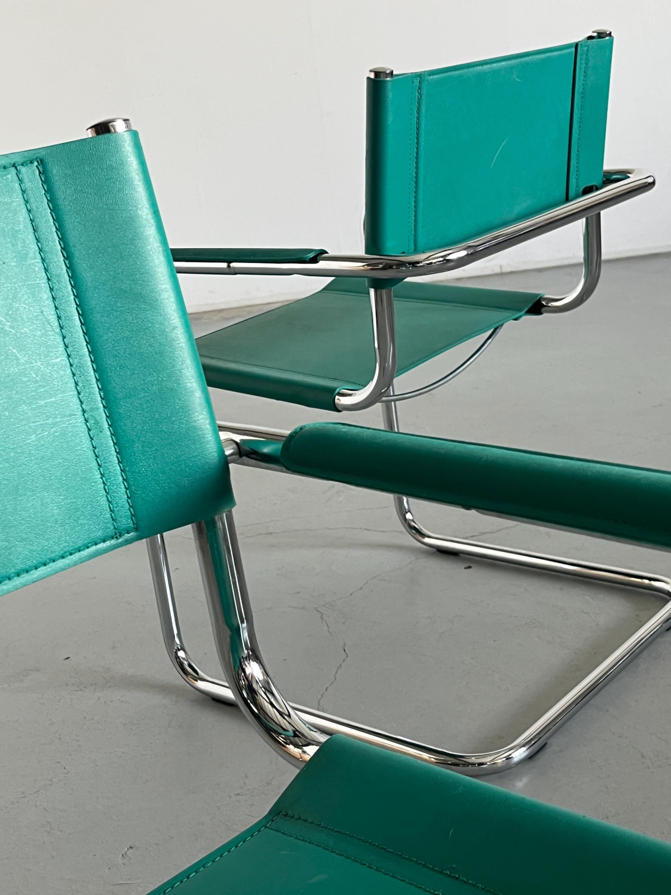 Mart Stam S34 Design Turquoise Cantilever Chairs
