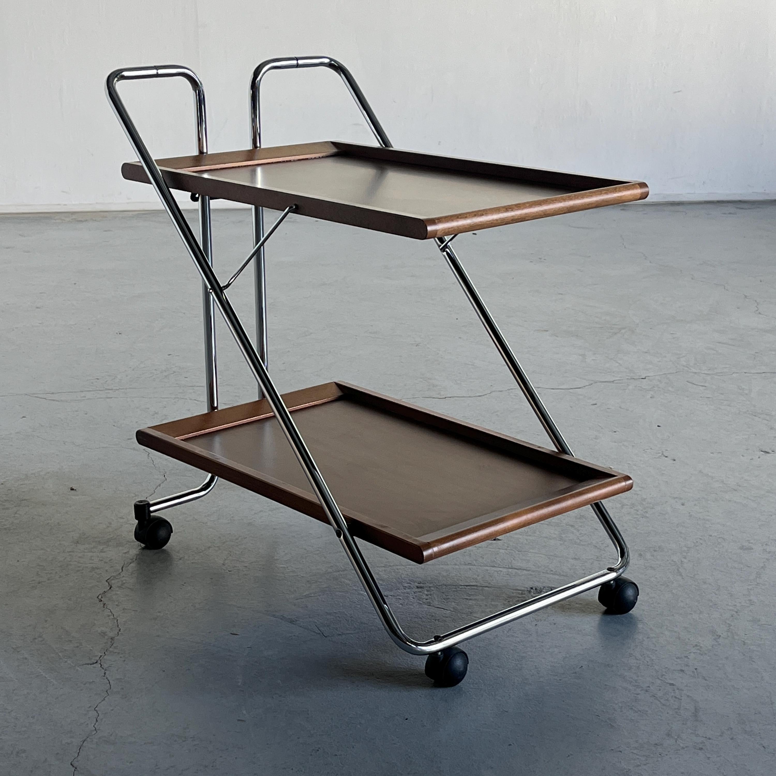 Mid-Century Modern Folding Bar Cart